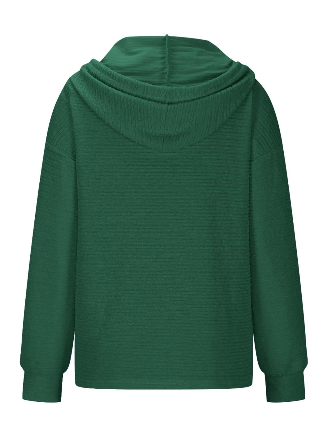 Drawstring Quarter Button Long Sleeve Hoodie-TOPS / DRESSES-[Adult]-[Female]-2022 Online Blue Zone Planet