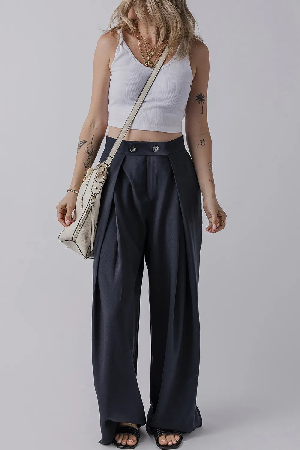 Blue Zone Planet | Wide Leg Pants with Pockets-BOTTOMS SIZES SMALL MEDIUM LARGE-[Adult]-[Female]-2022 Online Blue Zone Planet