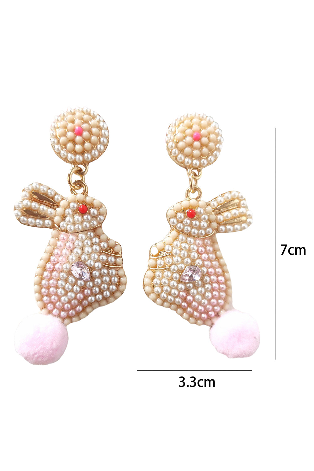 Pink Easter Bunny Pearl Beaded Earrings-Accessories/Jewelry-[Adult]-[Female]-2022 Online Blue Zone Planet