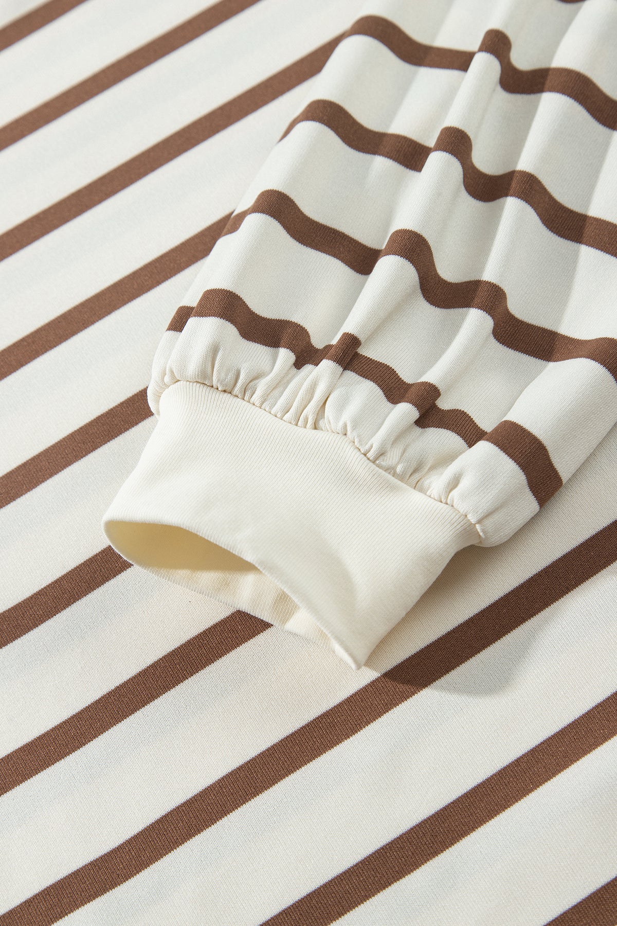 Khaki Stripe Relaxed Long Sleeve Top Color Block Detail Drawstring Pant Set-Two Piece Sets/Pant Sets-[Adult]-[Female]-2022 Online Blue Zone Planet