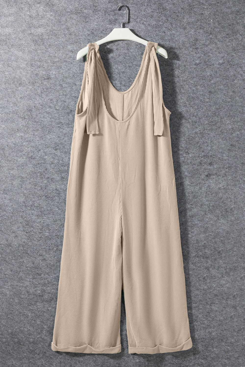 Ribbed V-Neck Wide Leg Jumpsuit with Pockets-TOPS / DRESSES-[Adult]-[Female]-2022 Online Blue Zone Planet