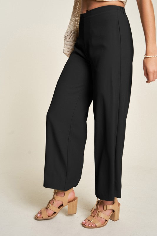 Davi & Dani Wide Leg Mid-Rise Pants-BOTTOM SIZES SMALL MEDIUM LARGE-[Adult]-[Female]-2022 Online Blue Zone Planet