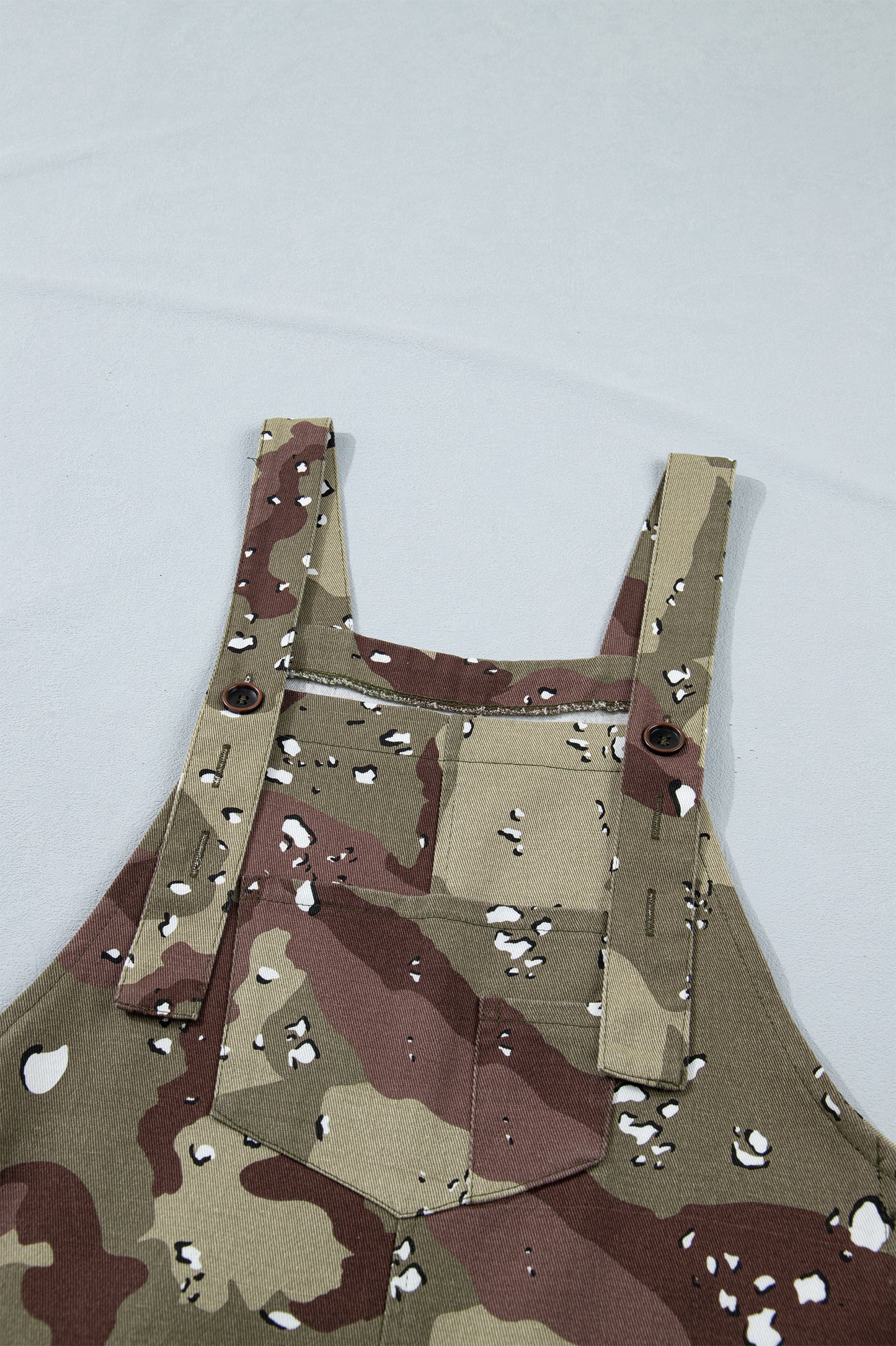 Green Camouflage Print Leopard Detail Loose Denim Overall Cropped Jumpsuit-Bottoms/Jumpsuits & Rompers-[Adult]-[Female]-2022 Online Blue Zone Planet