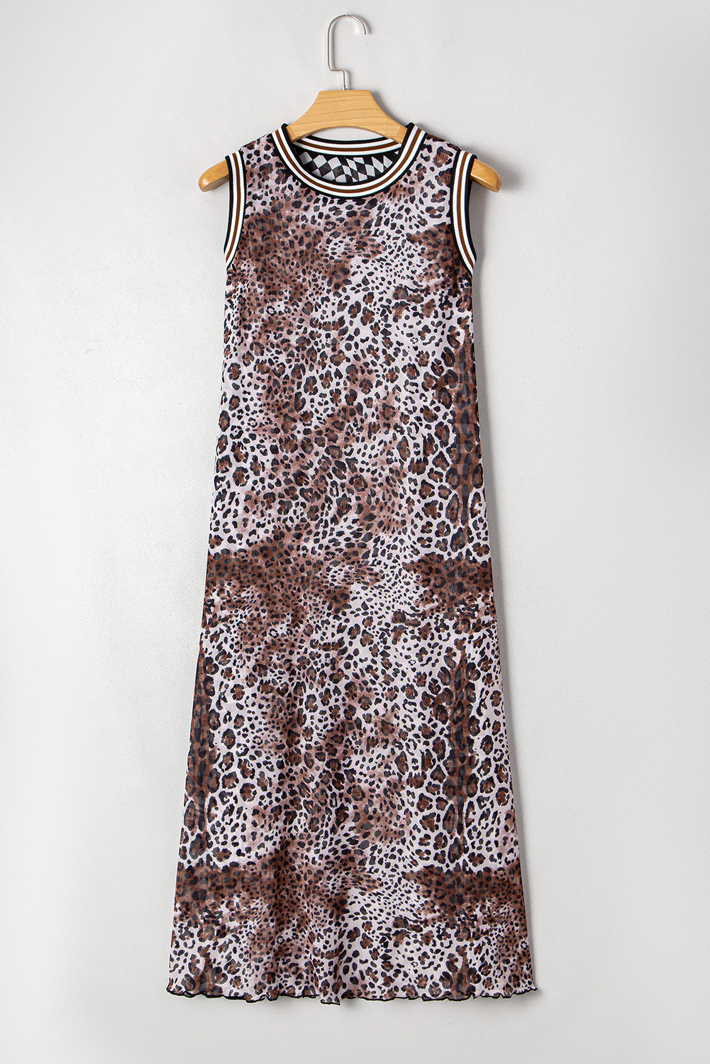 Multicolour Leopard Checkered Double Printed Reversible Sleeveless Long Dress-TOPS / DRESSES-[Adult]-[Female]-2022 Online Blue Zone Planet