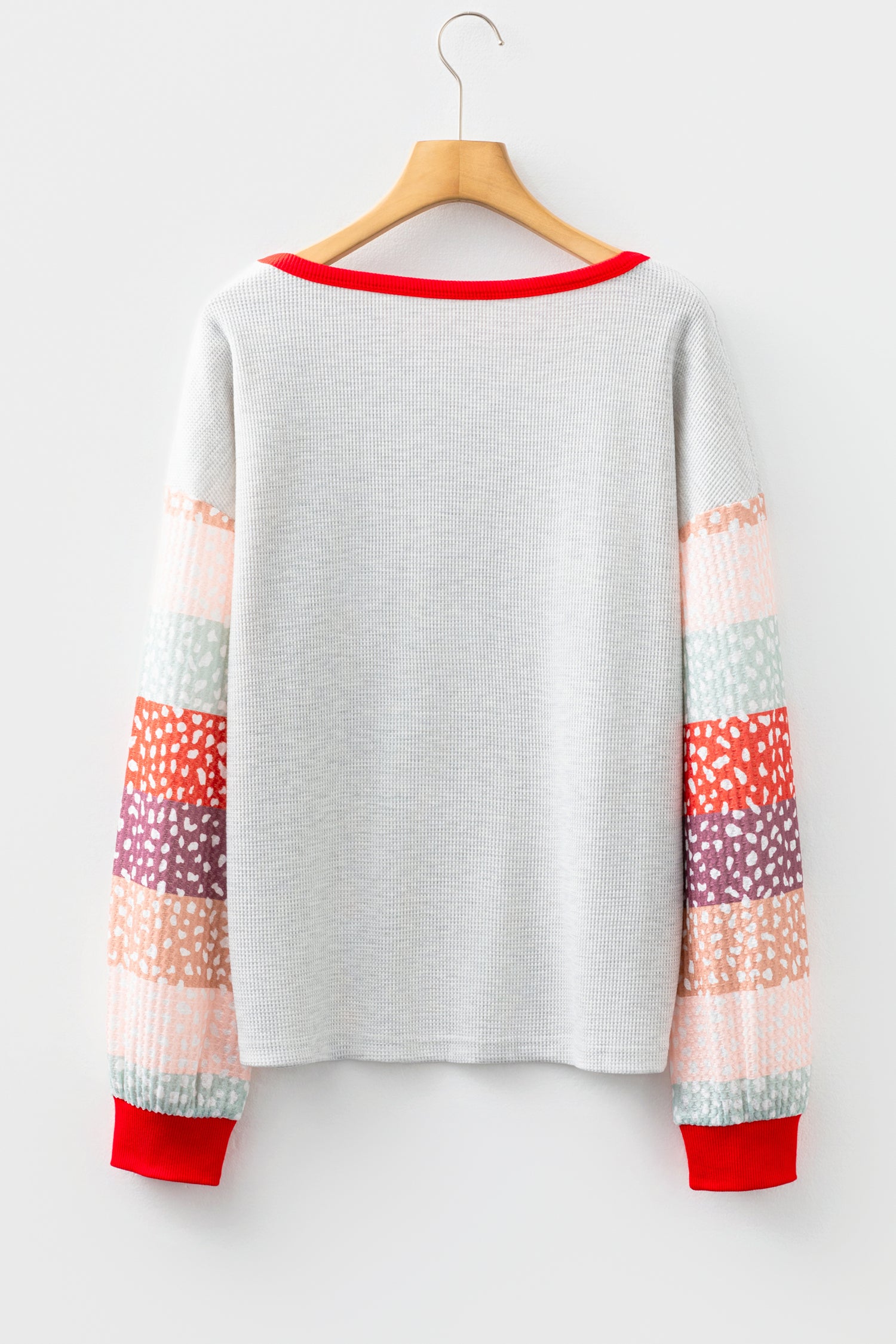 Jet Stream Contrast Leopard Color Block Sleeve Loose Pullover-Tops/Long Sleeve Tops-[Adult]-[Female]-2022 Online Blue Zone Planet