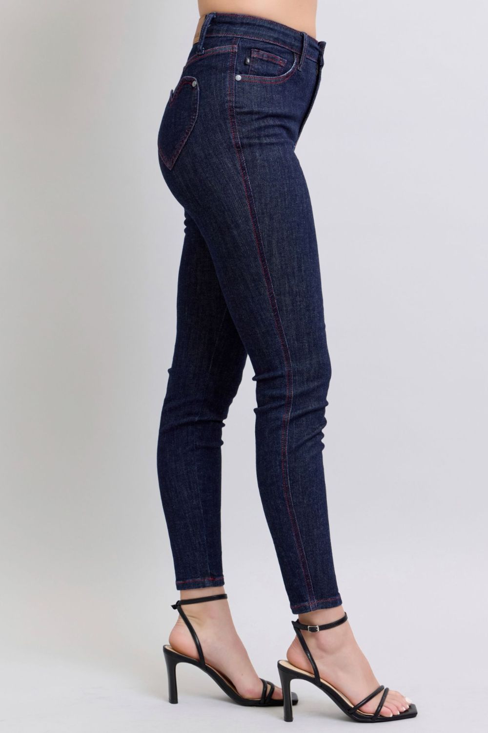 Blue Zone Planet | Judy Blue Full Size Heart Shaped Back Pockets Skinny Jeans-BOTTOMS SIZES SMALL MEDIUM LARGE-[Adult]-[Female]-2022 Online Blue Zone Planet