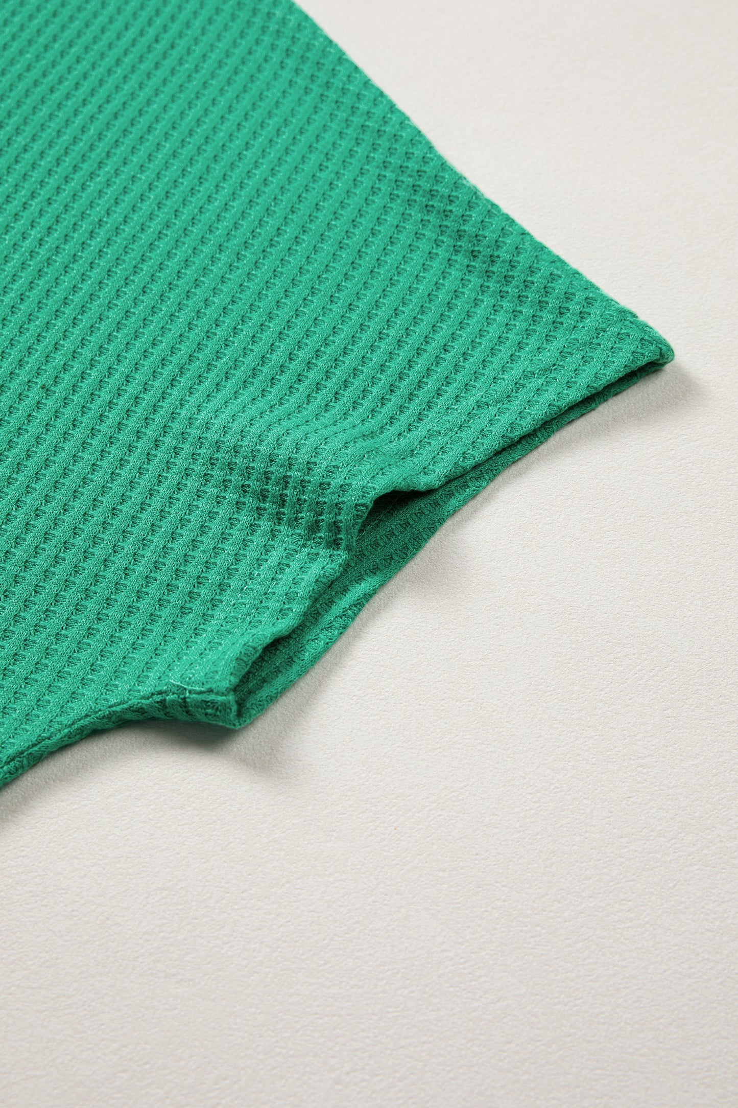 Sea Green Waffle Textured Knit Dolman Short Sleeve Loose Top-Tops/Tops & Tees-[Adult]-[Female]-2022 Online Blue Zone Planet