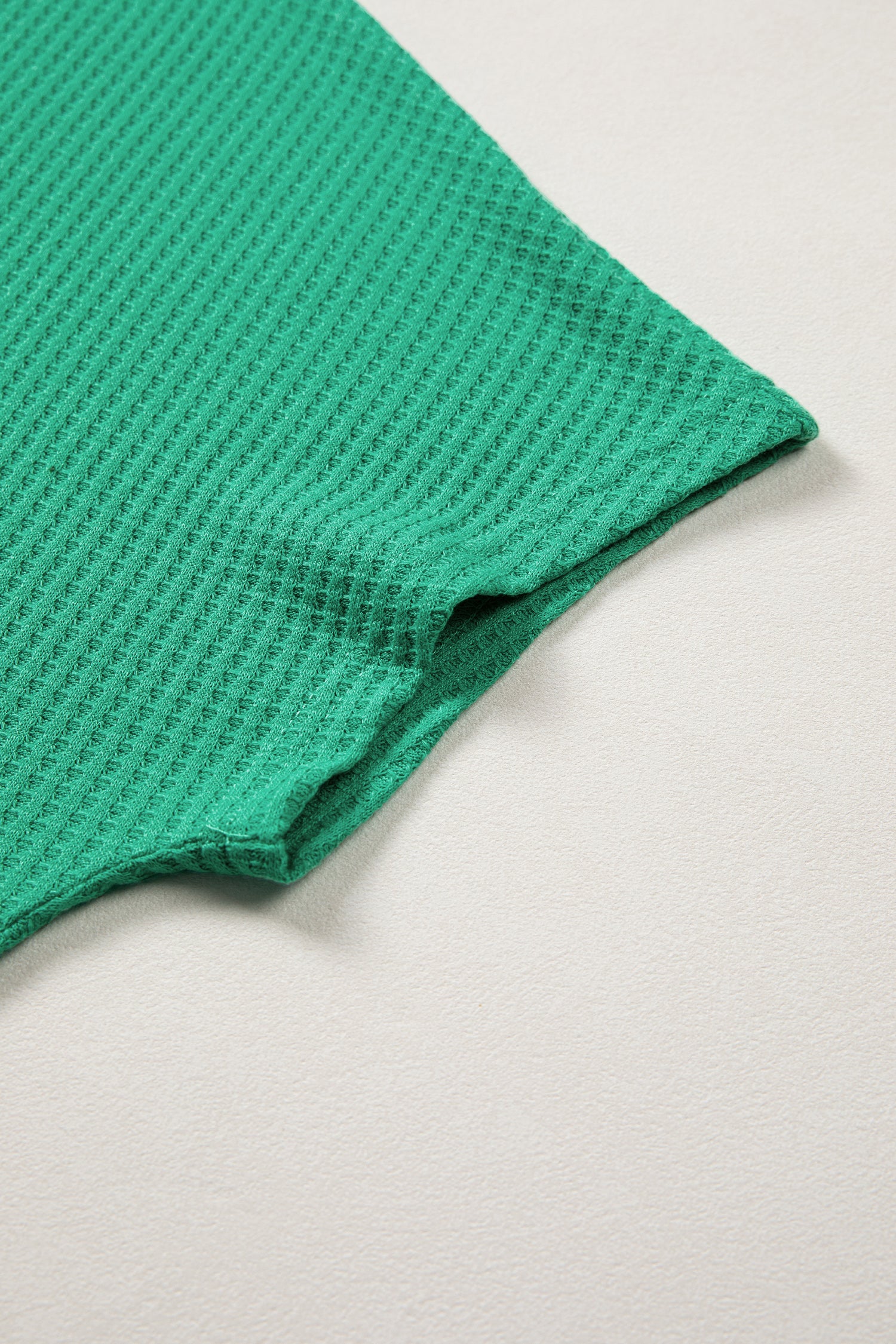 Sea Green Waffle Textured Knit Dolman Short Sleeve Loose Top-Tops/Tops & Tees-[Adult]-[Female]-2022 Online Blue Zone Planet