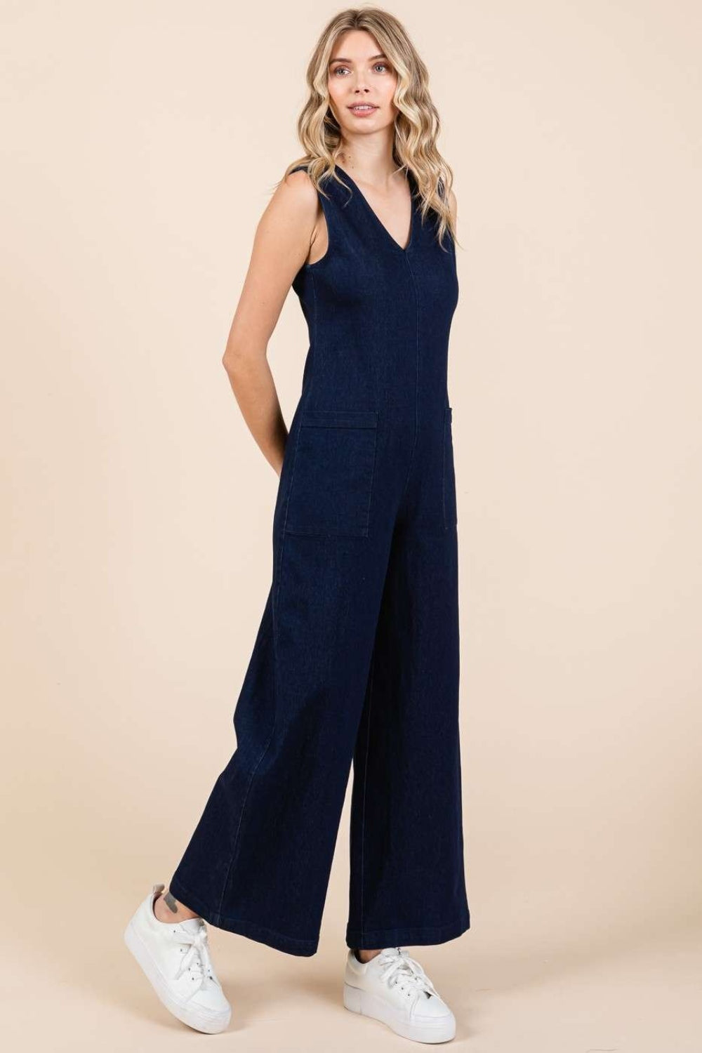 Mittoshop Sleeveless Wide Leg Denim Jumpsuit-TOPS / DRESSES-[Adult]-[Female]-2022 Online Blue Zone Planet