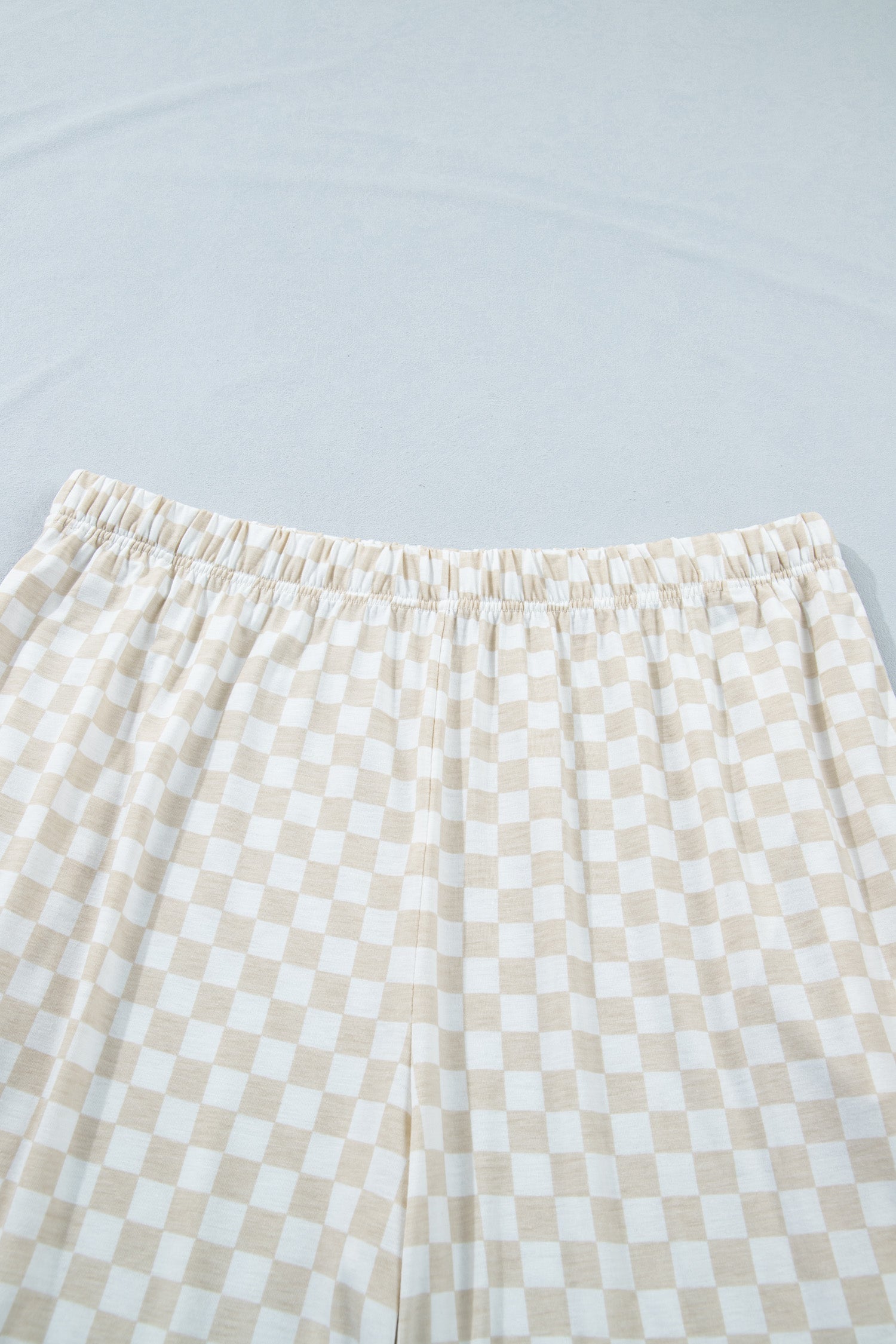Khaki Plus Size Checkered Print Half Sleeve Tee Loose Pants Two-piece Lounge Set-Plus Size/Plus Size Bottoms-[Adult]-[Female]-2022 Online Blue Zone Planet