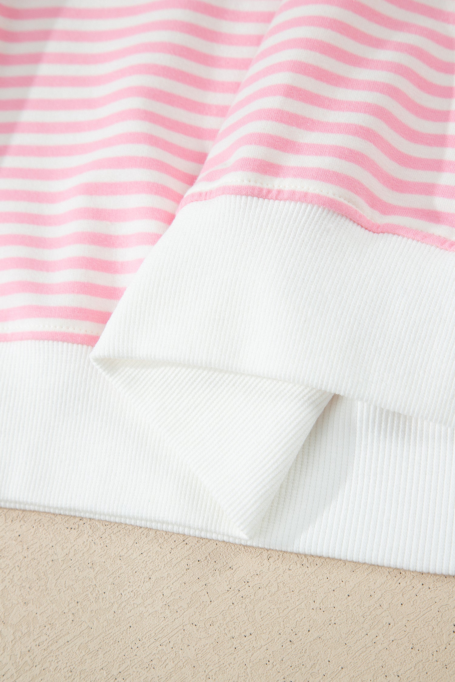 Pink Stripe Oversize Mock Neck Sweatshirt and Shorts Set-Two Piece Sets/Short Sets-[Adult]-[Female]-2022 Online Blue Zone Planet