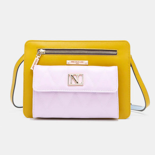 Nicole Lee USA Color Block Crossbody Bag-HANDBAGS-[Adult]-[Female]-Yellow-One Size-2022 Online Blue Zone Planet