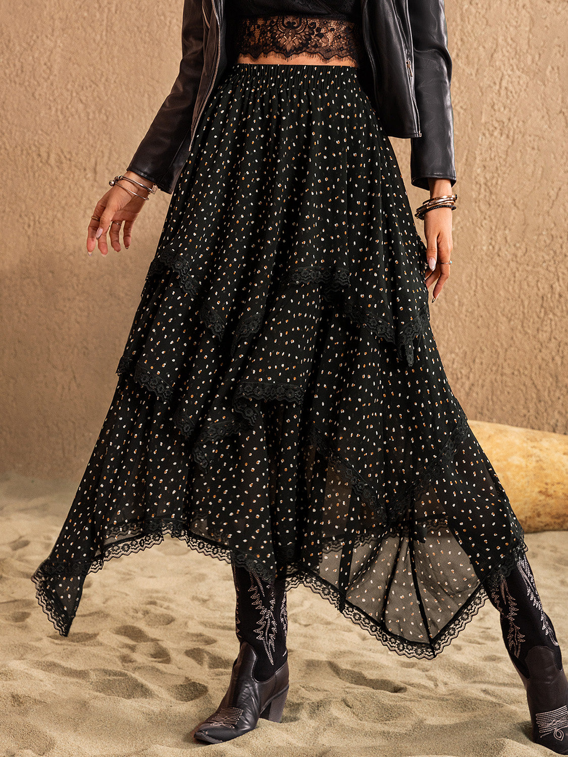 Lace Detail Layered Midi Skirt-TOPS / DRESSES-[Adult]-[Female]-2022 Online Blue Zone Planet