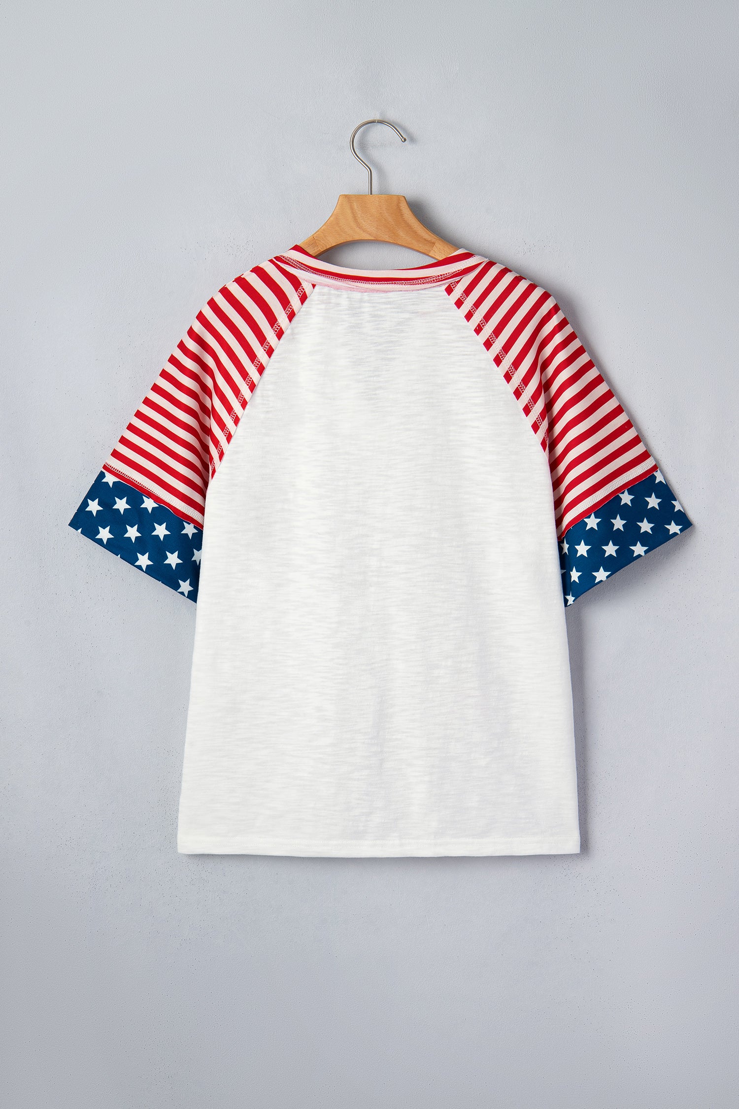 Fiery Red Star Detail Flag Inspired Short Sleeve Top-Tops/Tops & Tees-[Adult]-[Female]-2022 Online Blue Zone Planet