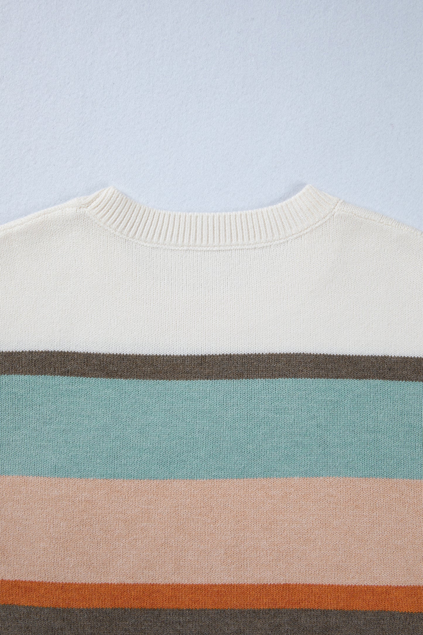 White Striped Color Block Knit Drop Shoulder Sweater-TOPS / DRESSES-[Adult]-[Female]-2022 Online Blue Zone Planet