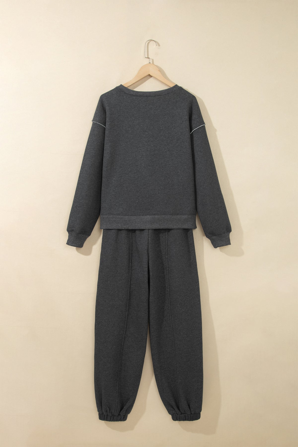 Carbon Grey Solid Colorblock Jogger Pants Set-Two Piece Sets/Pant Sets-[Adult]-[Female]-2022 Online Blue Zone Planet
