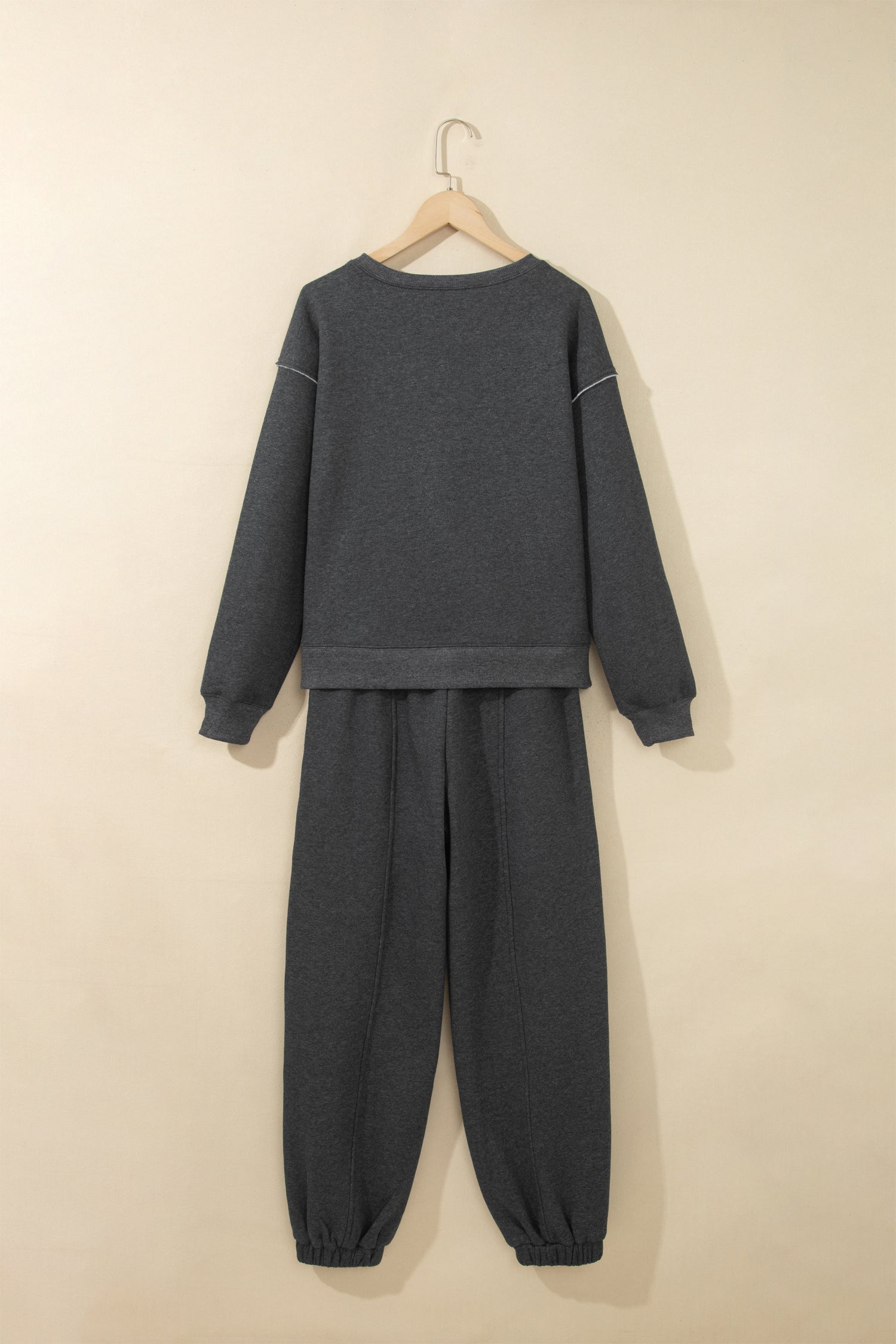 Carbon Grey Solid Colorblock Jogger Pants Set-Two Piece Sets/Pant Sets-[Adult]-[Female]-2022 Online Blue Zone Planet