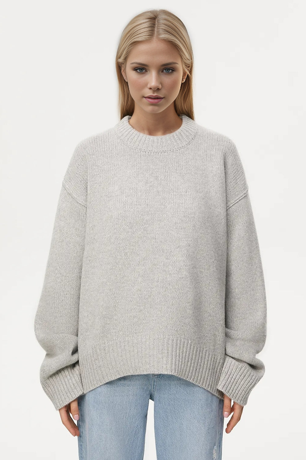 Basic Bae Round Neck Dropped Shoulder Sweater-TOPS / DRESSES-[Adult]-[Female]-2022 Online Blue Zone Planet