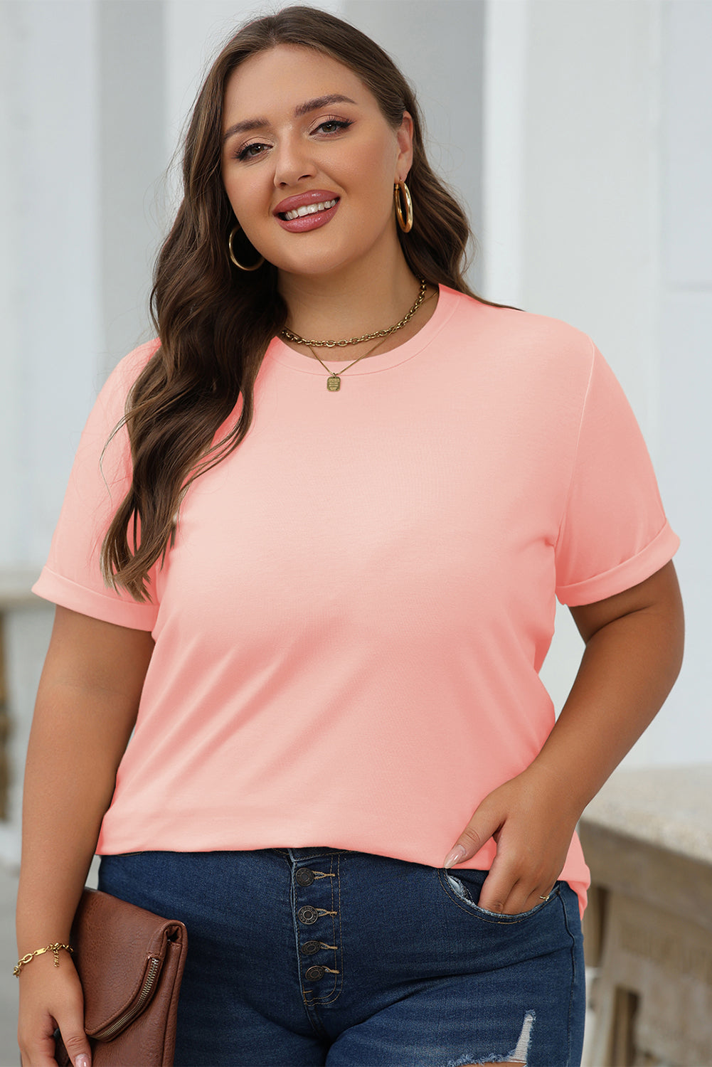 Bright Green Casual Plain Crew Neck Tee-Tops/Tops & Tees-[Adult]-[Female]-2022 Online Blue Zone Planet
