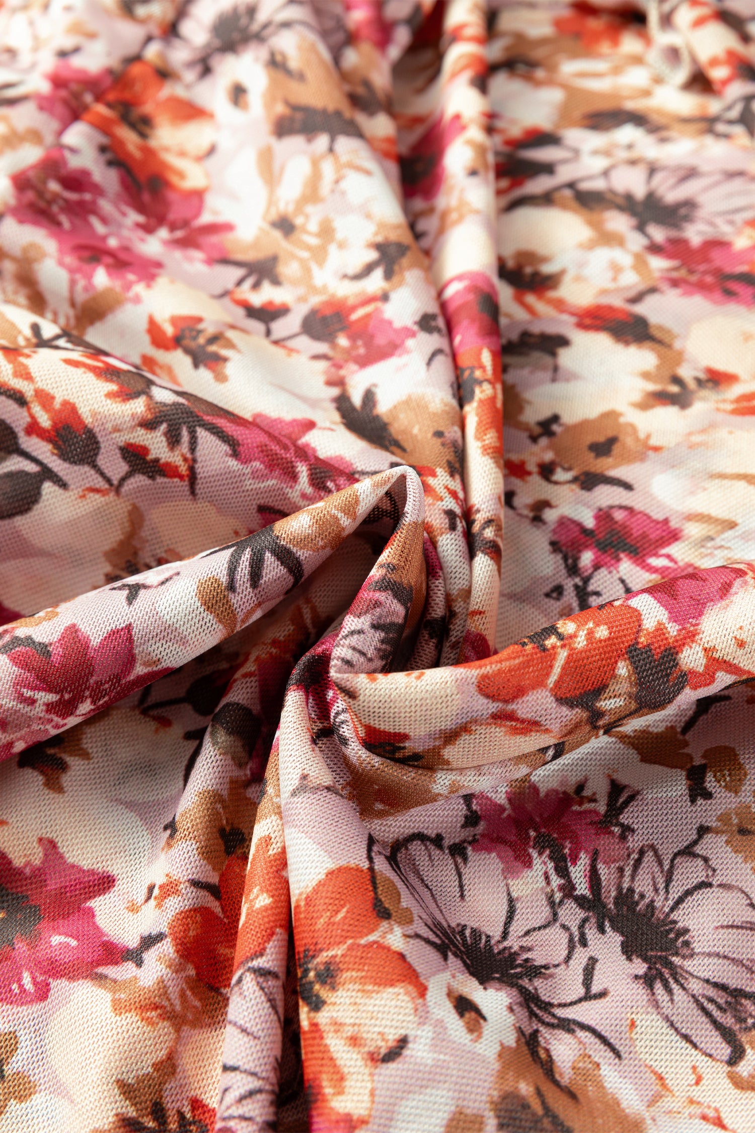 Red Lettuce Trim Floral Print Mesh Long Sleeve Top-Tops/Long Sleeve Tops-[Adult]-[Female]-2022 Online Blue Zone Planet