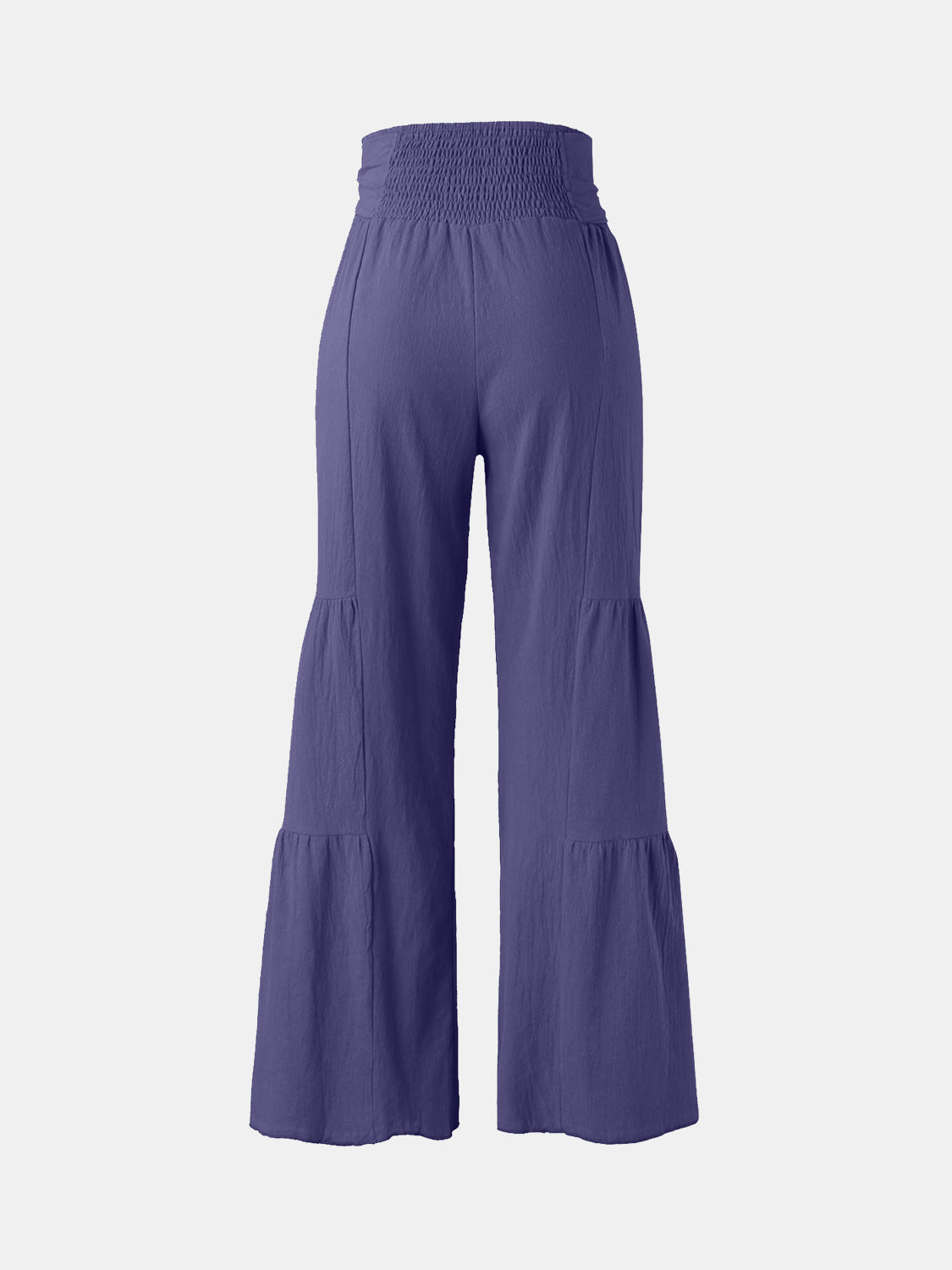 Tied Ruched Wide Leg Pants-BOTTOMS SIZES SMALL MEDIUM LARGE-[Adult]-[Female]-2022 Online Blue Zone Planet