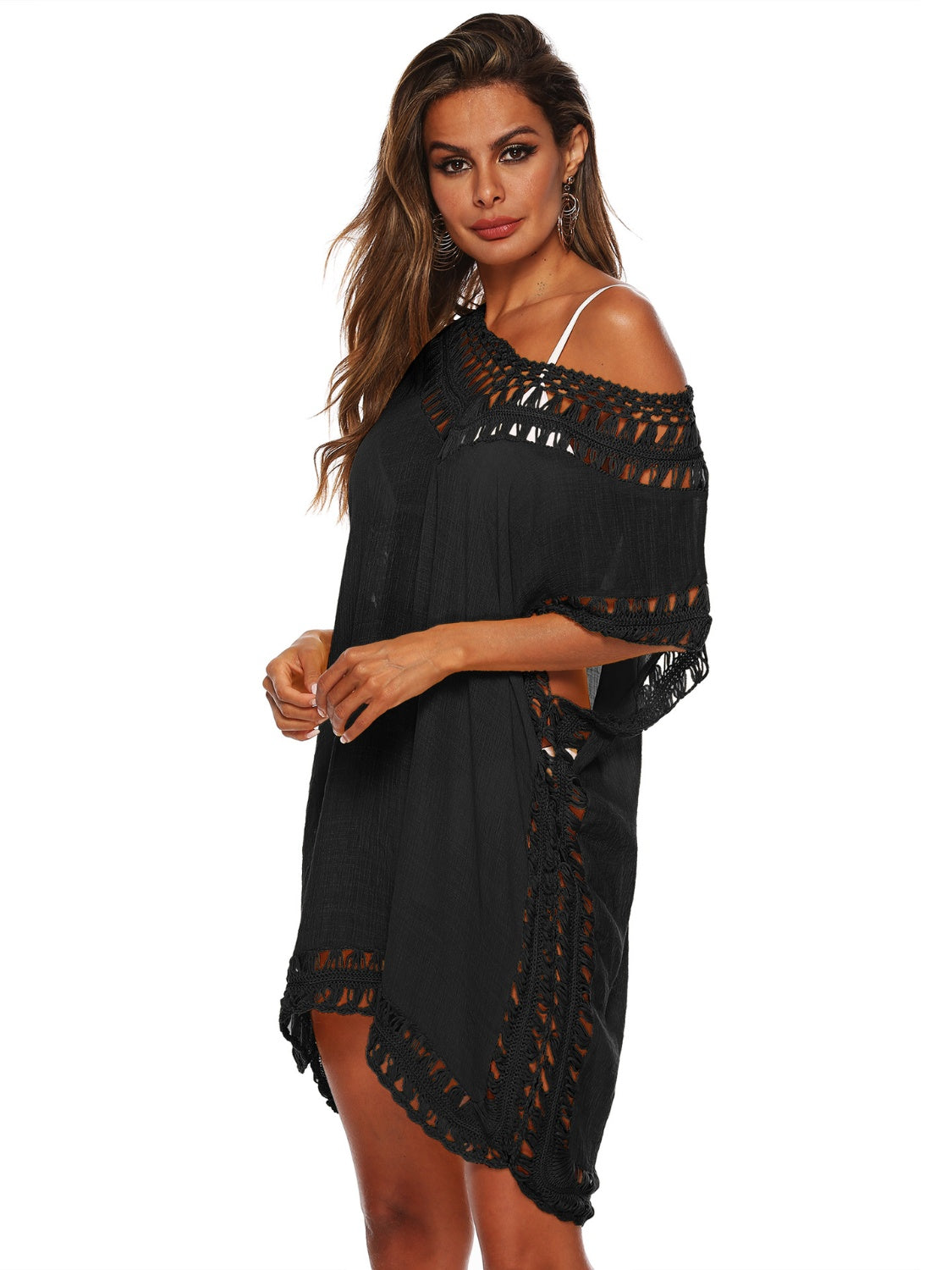 Cutout V-Neck Short Sleeve Cover-Up-TOPS / DRESSES-[Adult]-[Female]-2022 Online Blue Zone Planet