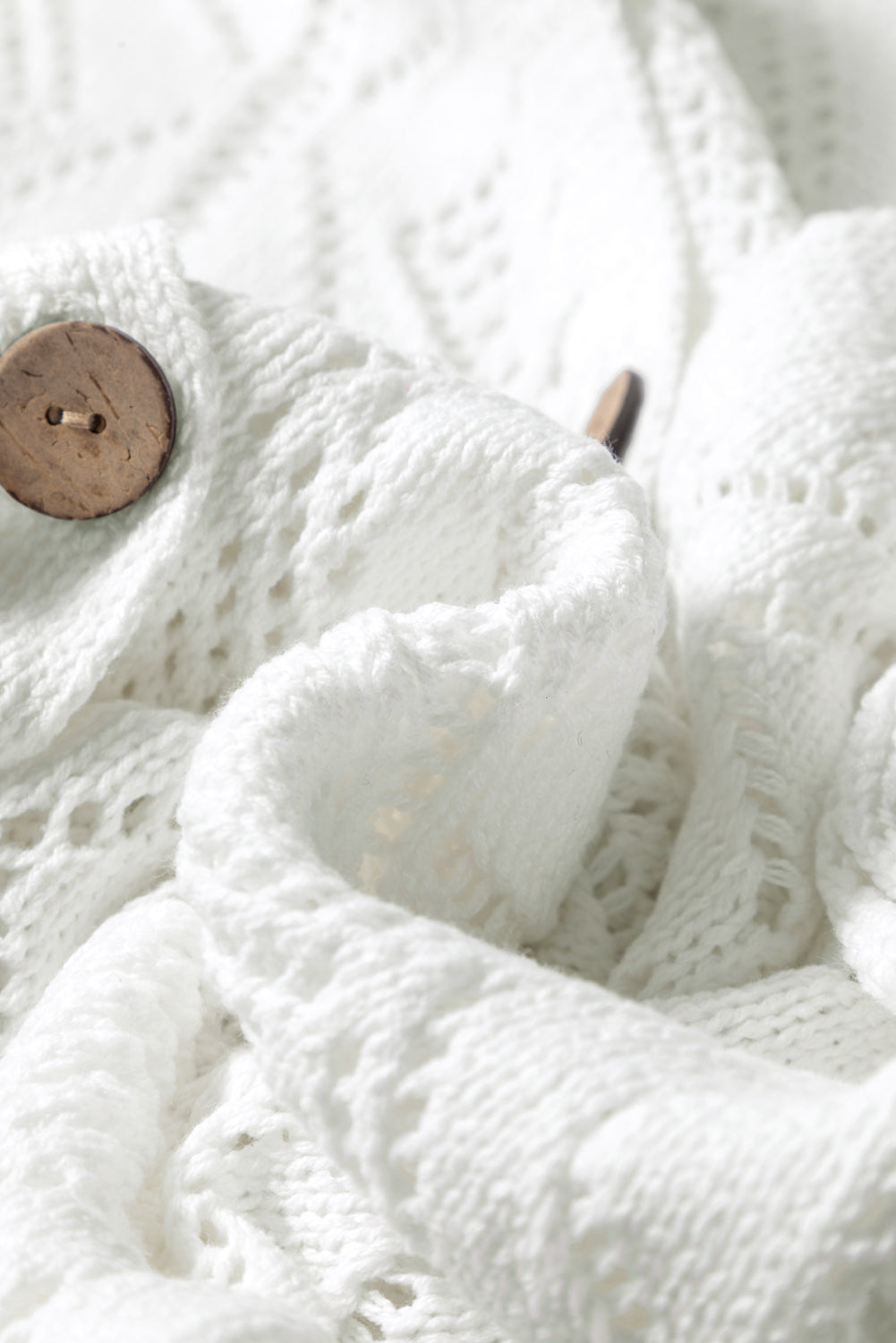 White Hollow-out Openwork Knit Cardigan-Sweaters & Cardigans/Cardigans-[Adult]-[Female]-2022 Online Blue Zone Planet