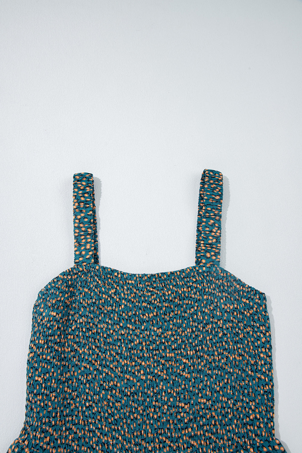 Green Floral Print Smocked High Waist Square Neck Jumpsuit-Bottoms/Jumpsuits & Rompers-[Adult]-[Female]-2022 Online Blue Zone Planet
