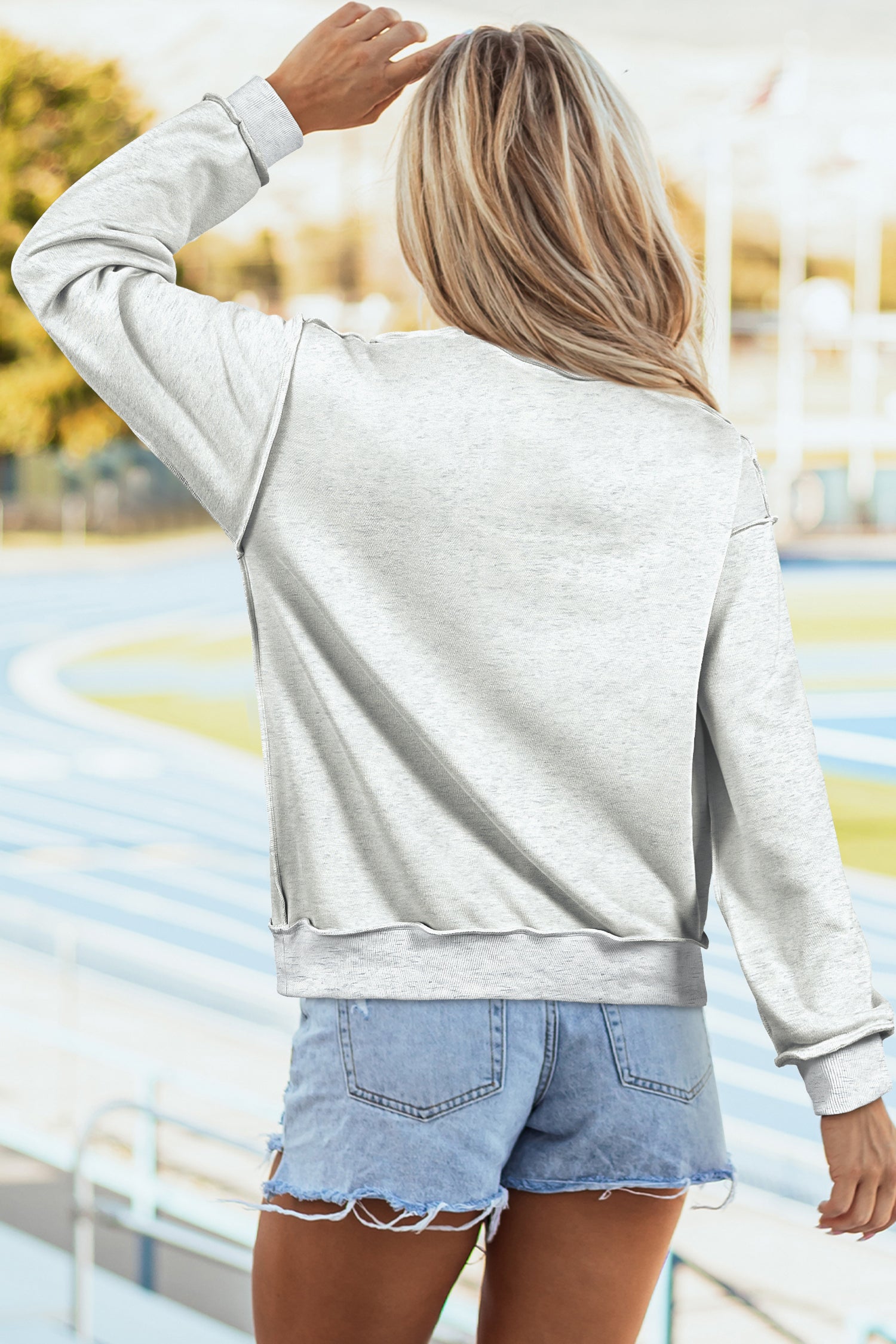 Light Grey WWJD Graphic Mock Neck Oversized Sweatshirt-Graphic/Graphic Sweatshirts-[Adult]-[Female]-2022 Online Blue Zone Planet
