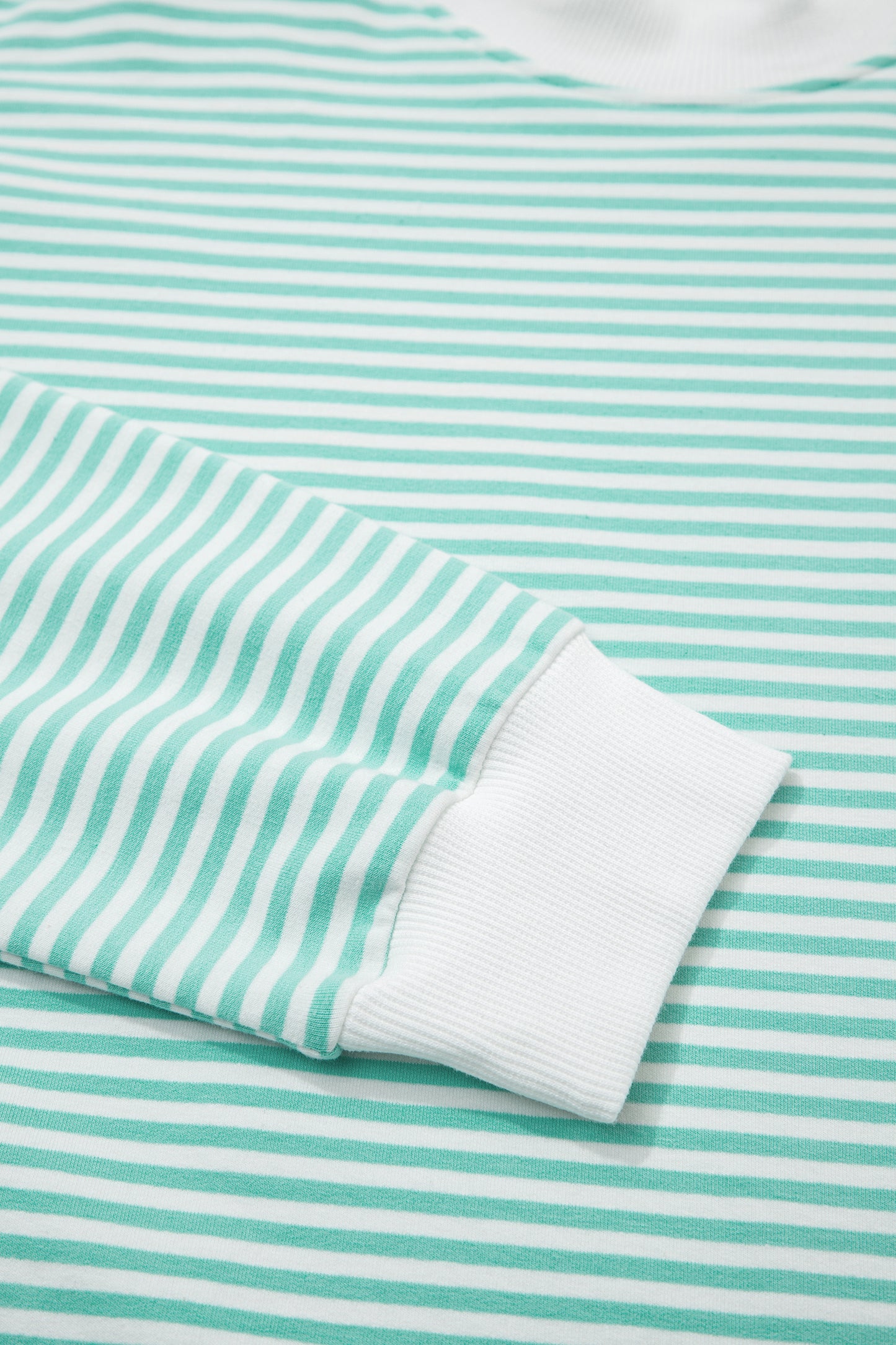 Sky Blue Stripe Oversize Mock Neck Sweatshirt and Shorts Set-Two Piece Sets/Short Sets-[Adult]-[Female]-2022 Online Blue Zone Planet
