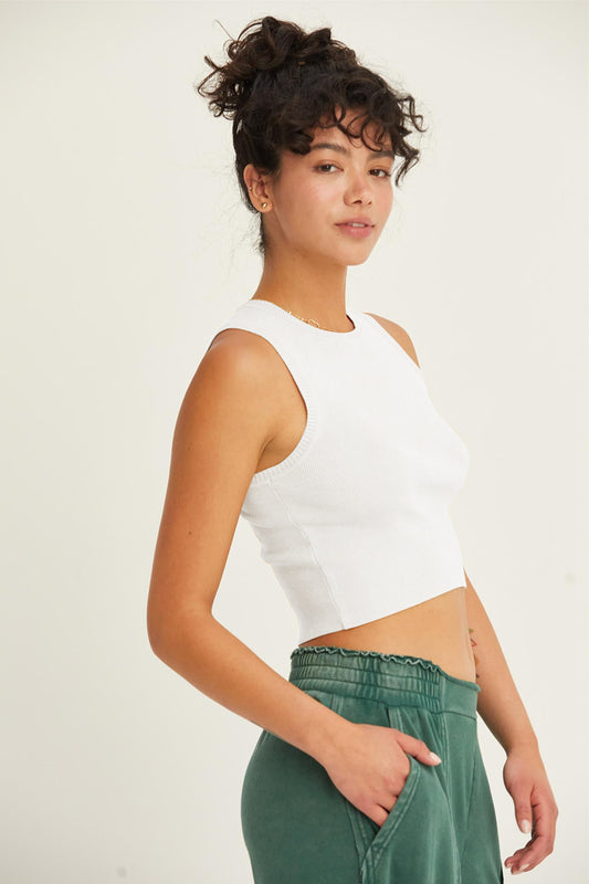 HYFVE Ribbed Knit Cropped Tank-TOPS / DRESSES-[Adult]-[Female]-Off White-S-2022 Online Blue Zone Planet