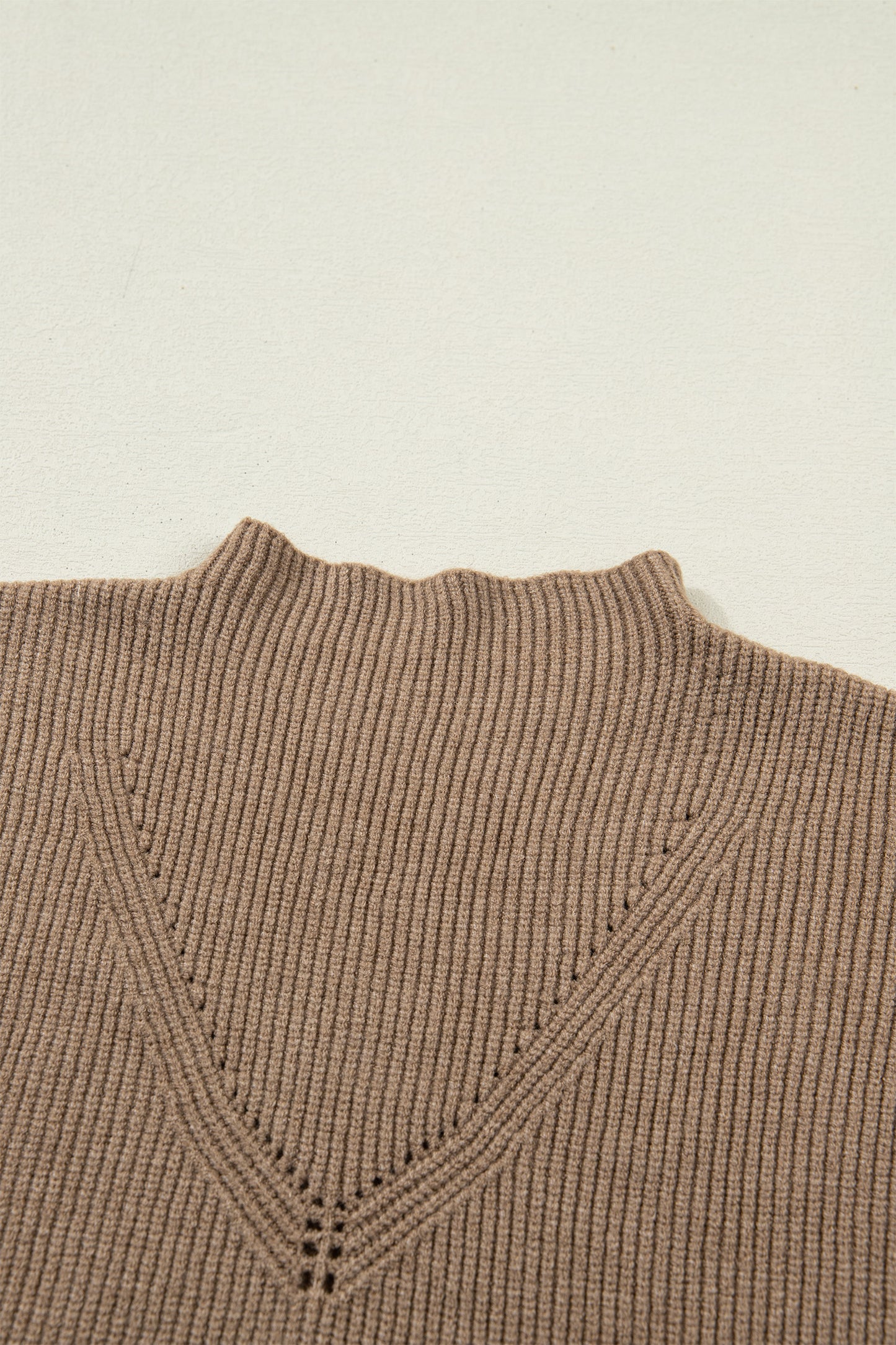 Light French Beige Solid Color Ribbed Knit Mock Neck Loose Sleeveless Sweater-TOPS / DRESSES-[Adult]-[Female]-2022 Online Blue Zone Planet
