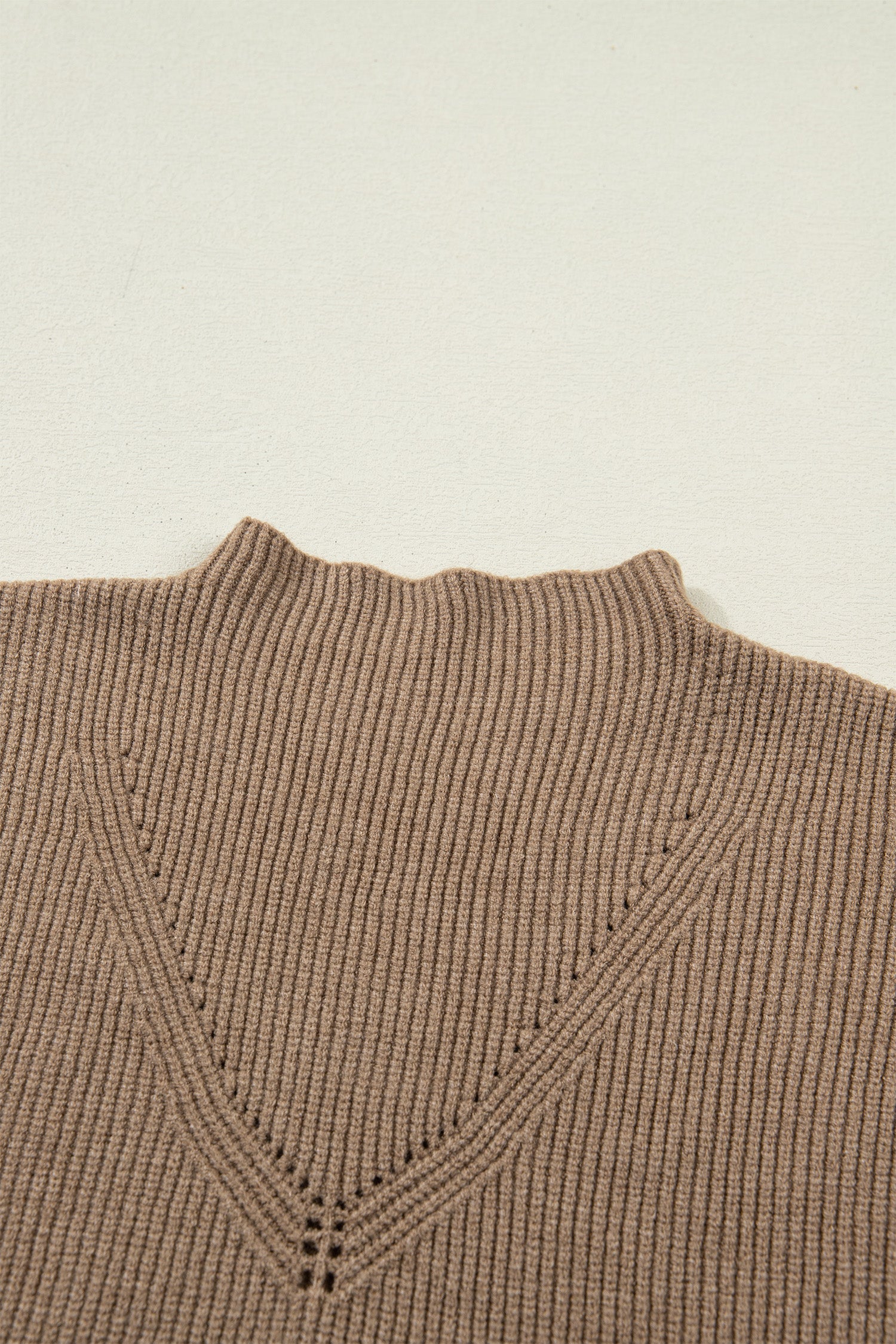 Light French Beige Solid Color Ribbed Knit Mock Neck Loose Sleeveless Sweater-TOPS / DRESSES-[Adult]-[Female]-2022 Online Blue Zone Planet