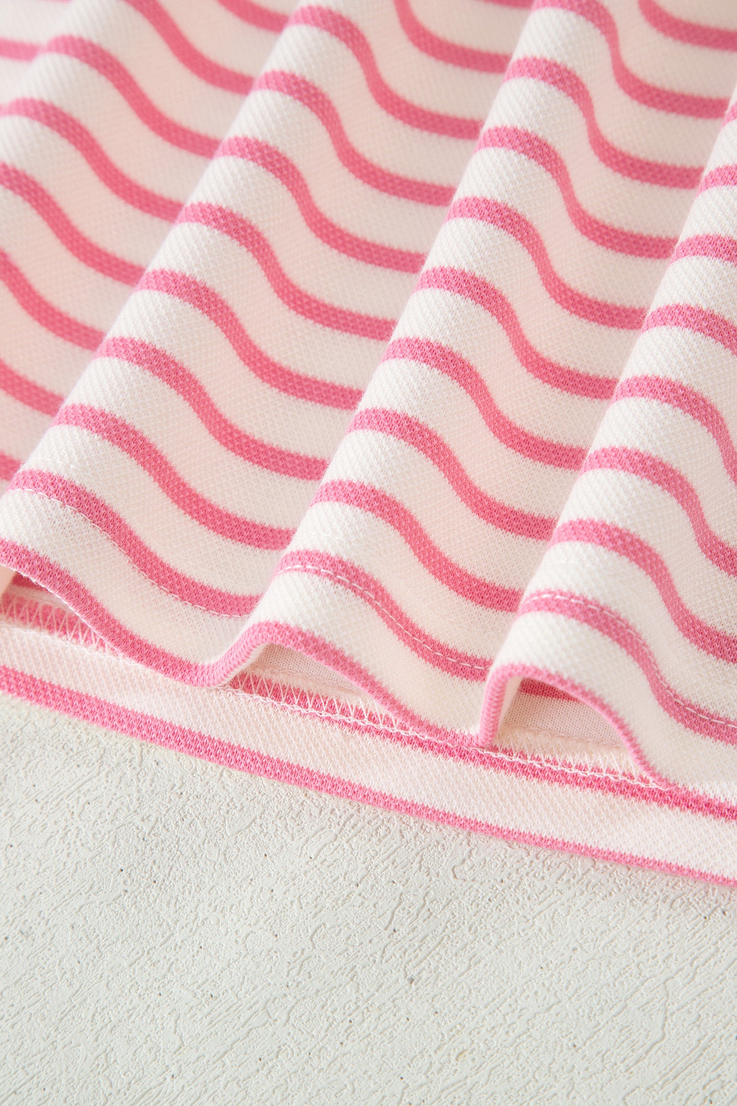 Pink Stripe Color Block Patchwork Polo Tee Drawstring Elastic Waist 2pcs Skort Set-Two Piece Sets/Two Piece Dresses-[Adult]-[Female]-2022 Online Blue Zone Planet