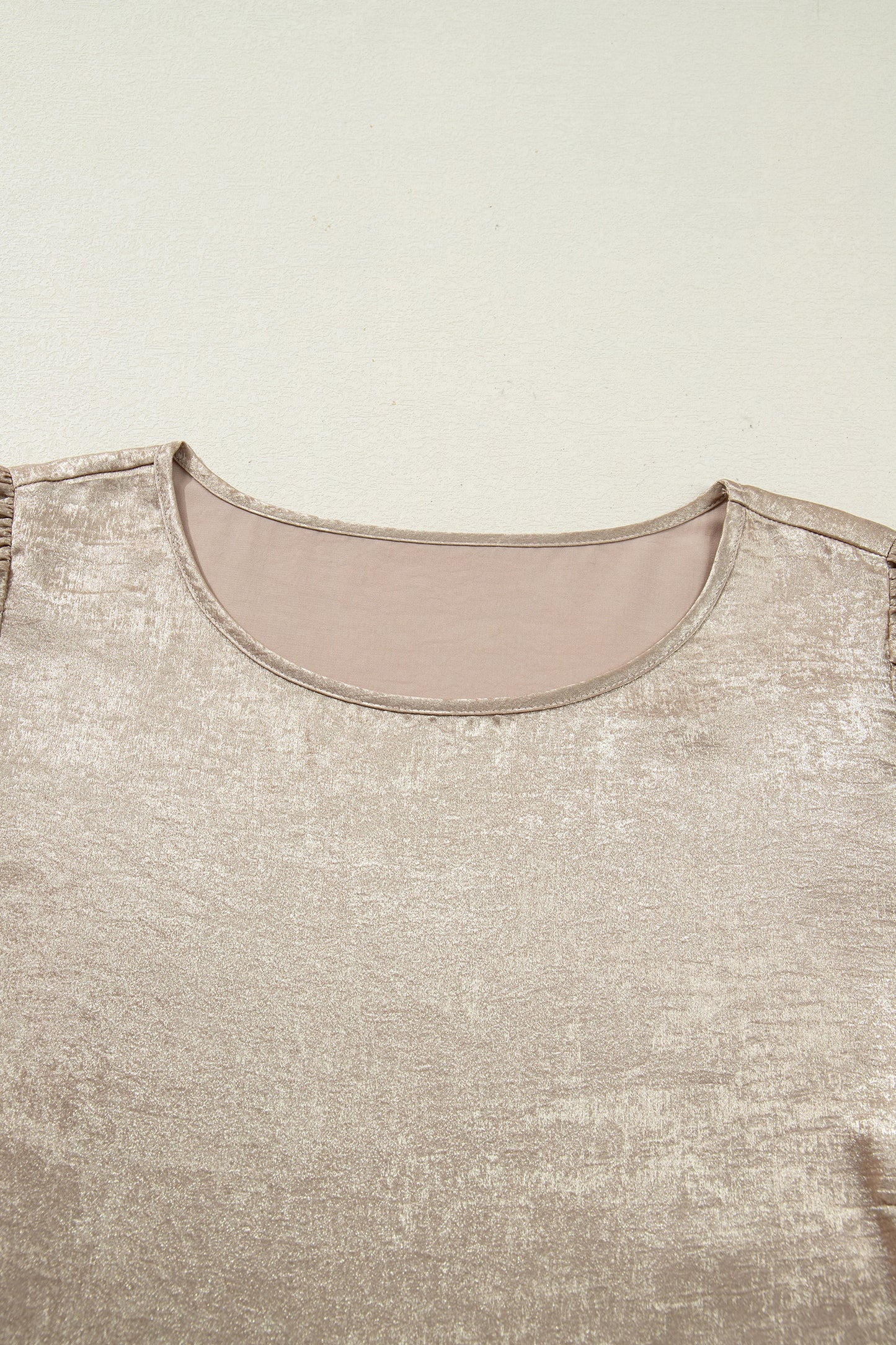 Apricot Plus Size Metallic Long Flounce Sleeve Blouse-Plus Size/Plus Size Tops/Plus Size Blouses & Shirts-[Adult]-[Female]-2022 Online Blue Zone Planet