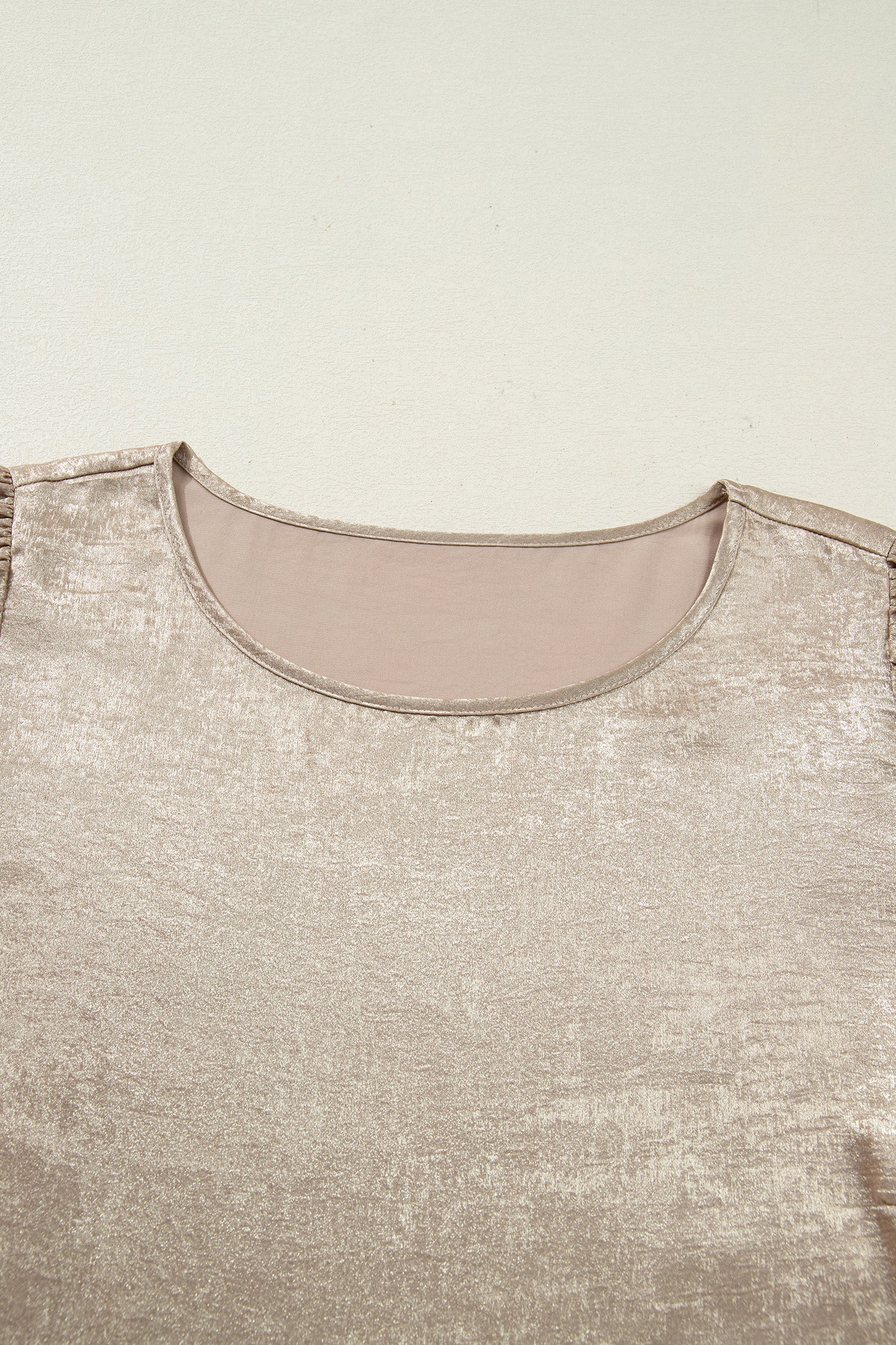 Apricot Plus Size Metallic Long Flounce Sleeve Blouse-Plus Size/Plus Size Tops/Plus Size Blouses & Shirts-[Adult]-[Female]-2022 Online Blue Zone Planet