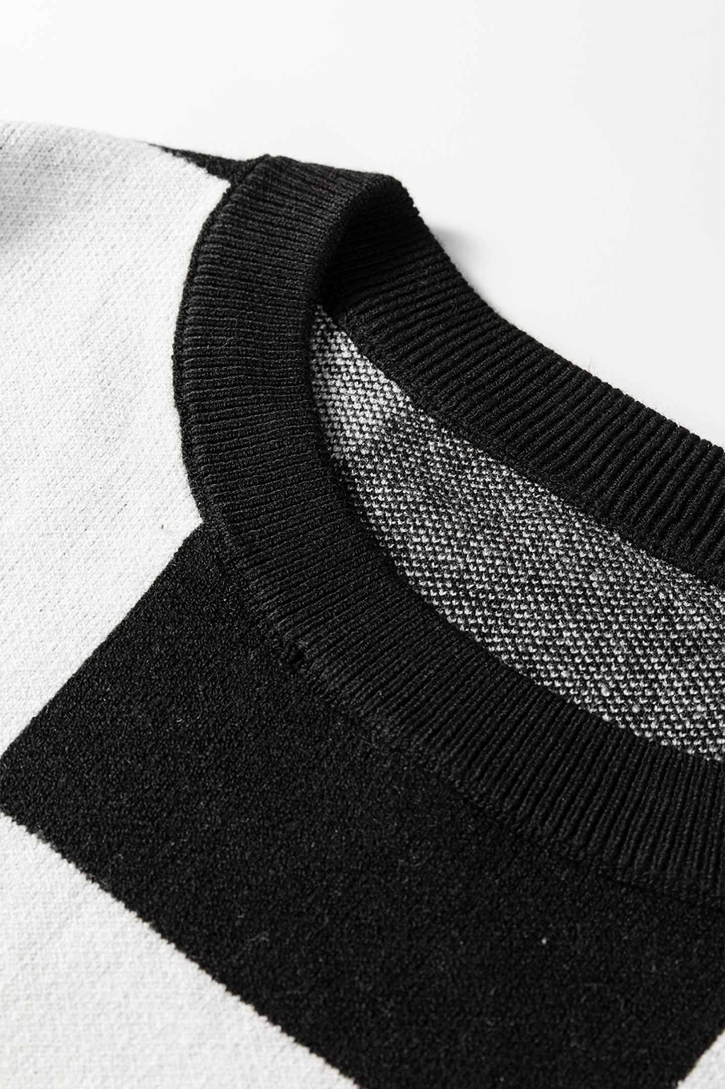 Black Checkered Pattern Loose Drop Shoulder Half Sleeve Sweater-TOPS / DRESSES-[Adult]-[Female]-2022 Online Blue Zone Planet