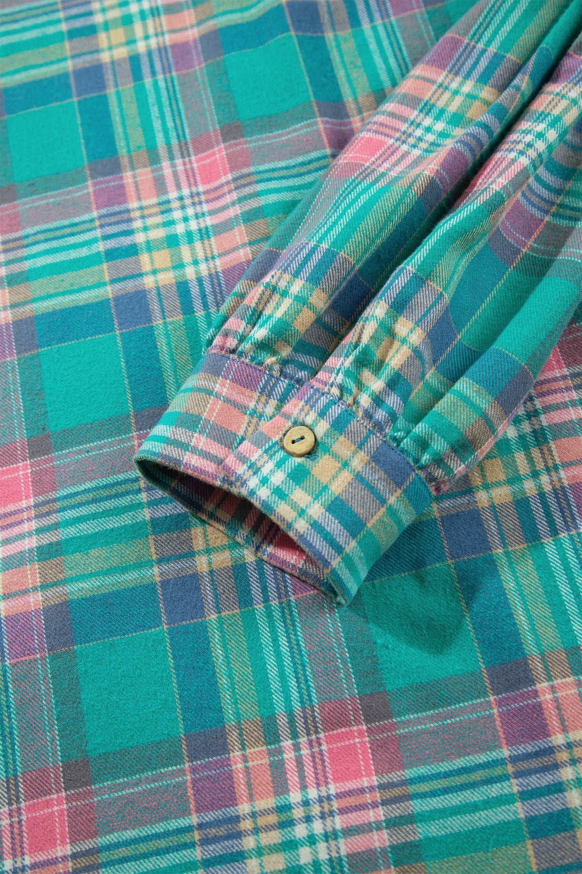 Green Plaid Button-Up Shift Long Sleeve V Neck Plus Size Dress-TOPS / DRESSES-[Adult]-[Female]-2022 Online Blue Zone Planet