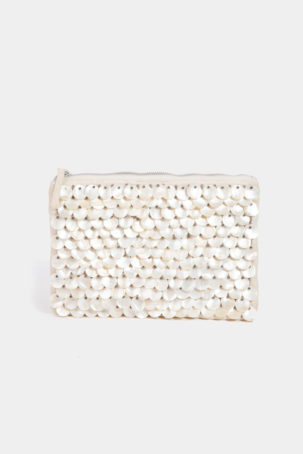 Fame Mother Of Pearl Disc Beaded Rectangle Bag-HANDBAGS-[Adult]-[Female]-Ivory-One Size-2022 Online Blue Zone Planet