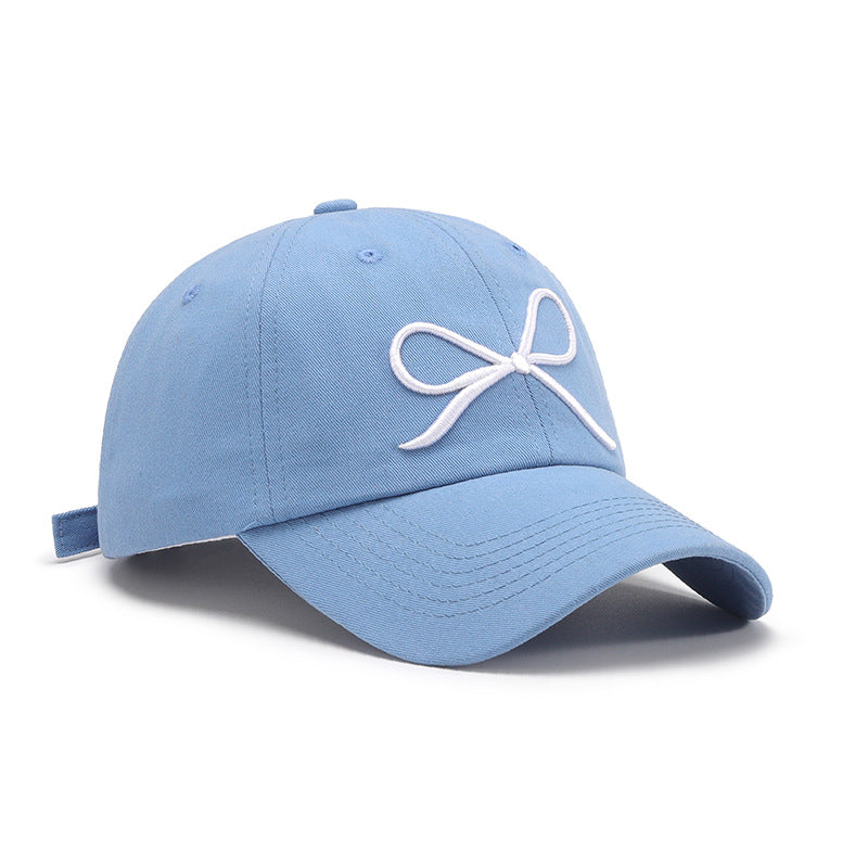 Blue Zone Planet | Bow Embroidered Cotton Baseball Cap-TOPS / DRESSES-[Adult]-[Female]-2022 Online Blue Zone Planet