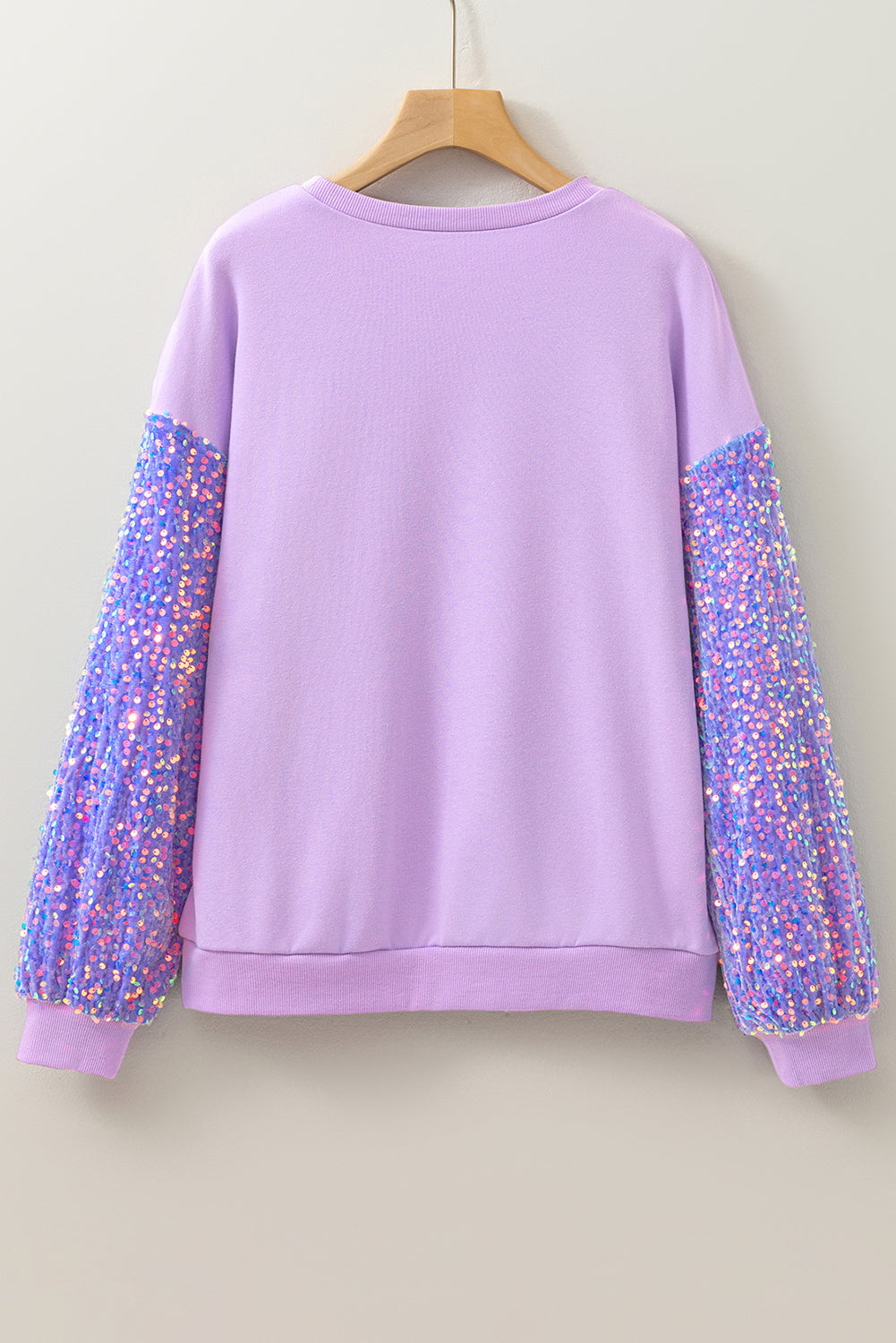 Blue Zone Planet | Orchid Petal Sequin Patchwork Long Sleeve Pullover Top-Tops/Long Sleeve Tops-[Adult]-[Female]-2022 Online Blue Zone Planet