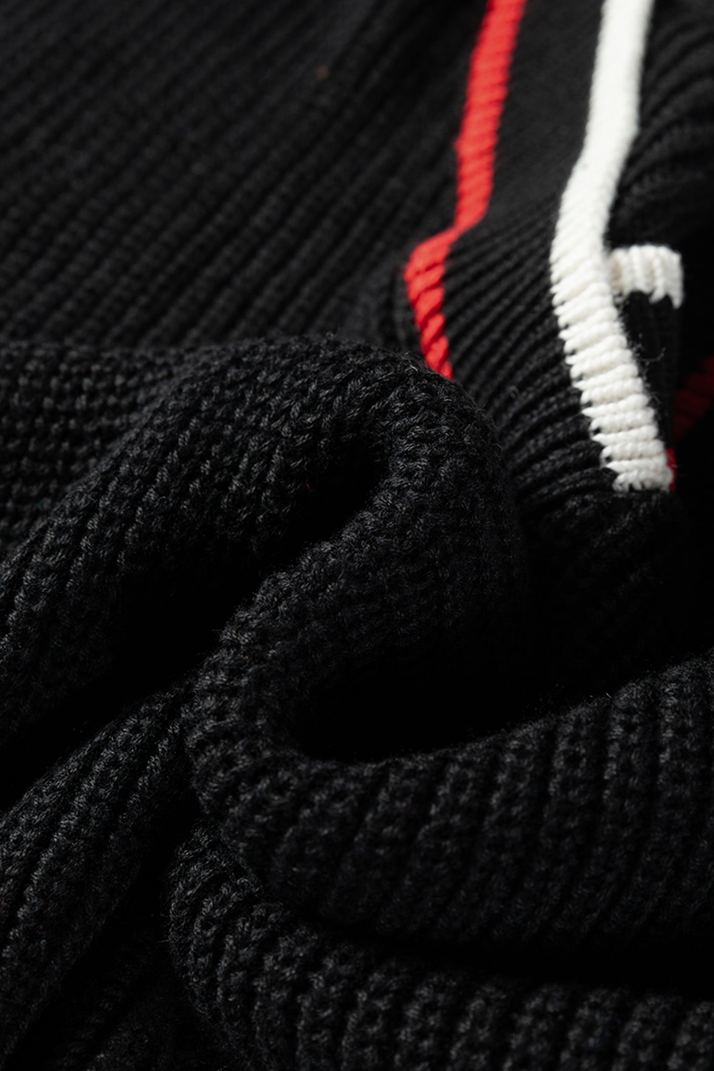 Black Contrast Striped Trim V Neck Drop Shoulder Sweater-TOPS / DRESSES-[Adult]-[Female]-2022 Online Blue Zone Planet