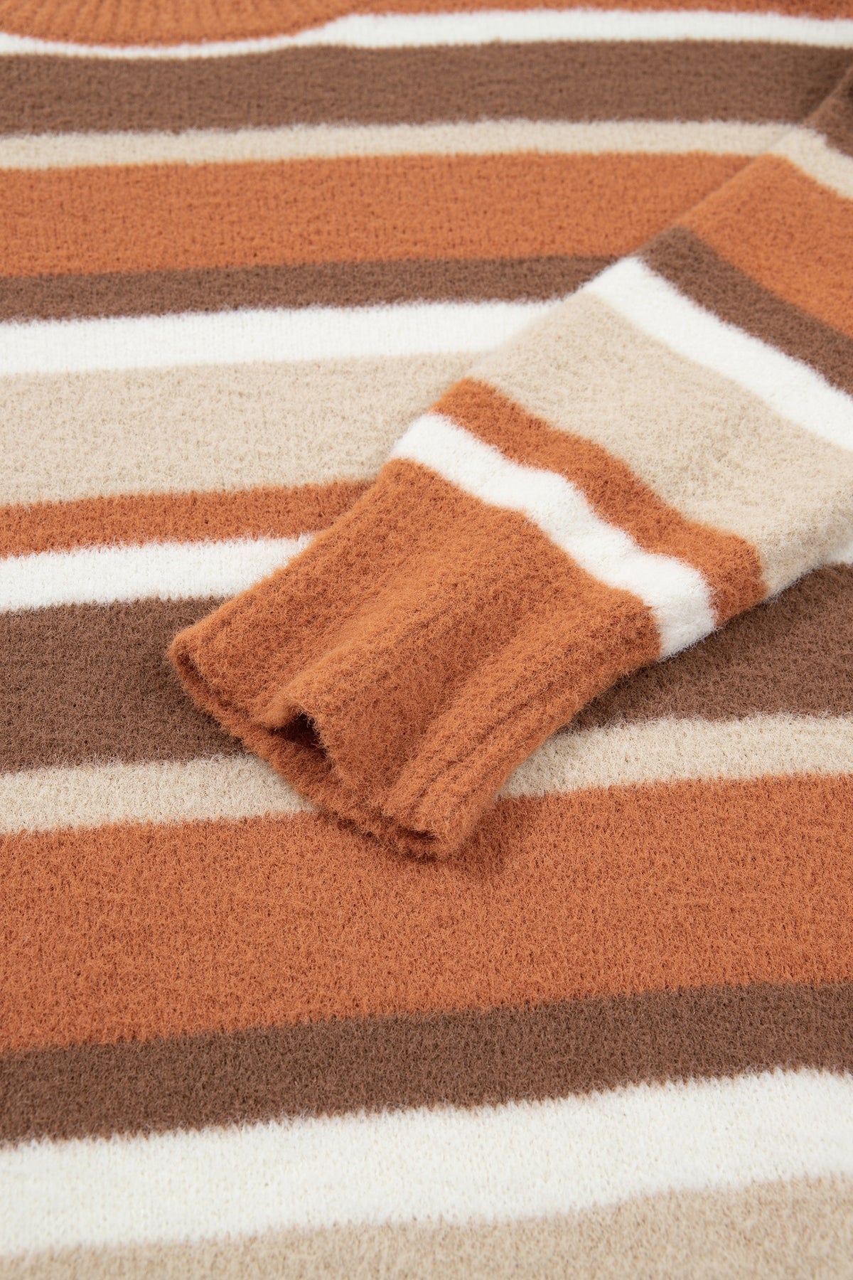 Orange Stripe Dropped Shoulder Loose Pullover Sweater-TOPS / DRESSES-[Adult]-[Female]-2022 Online Blue Zone Planet
