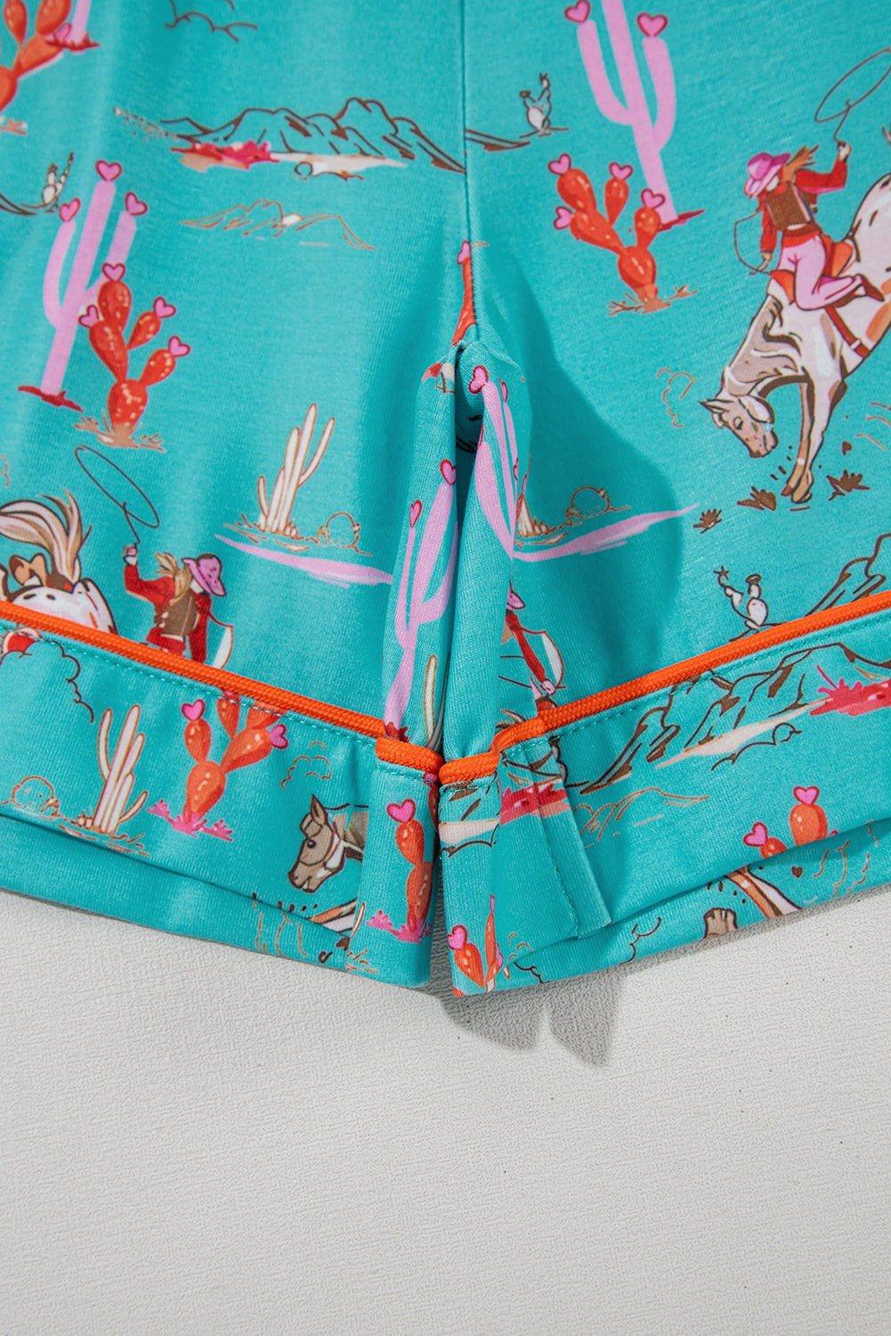 Aruba Blue Cowgirl Country Print Pajamas Set-Loungewear & Sleepwear/Sleepwear-[Adult]-[Female]-2022 Online Blue Zone Planet