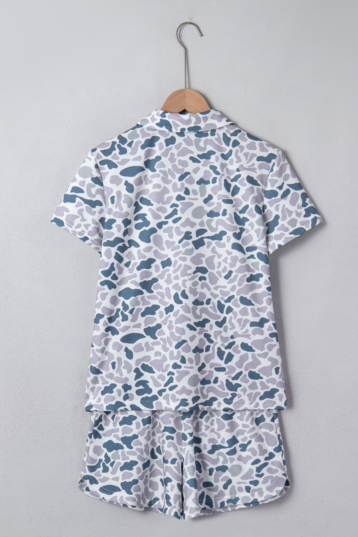 Multicolour Abstract Patterned Polo Collar T Shirt and Shorts Set-Two Piece Sets/Short Sets-[Adult]-[Female]-2022 Online Blue Zone Planet
