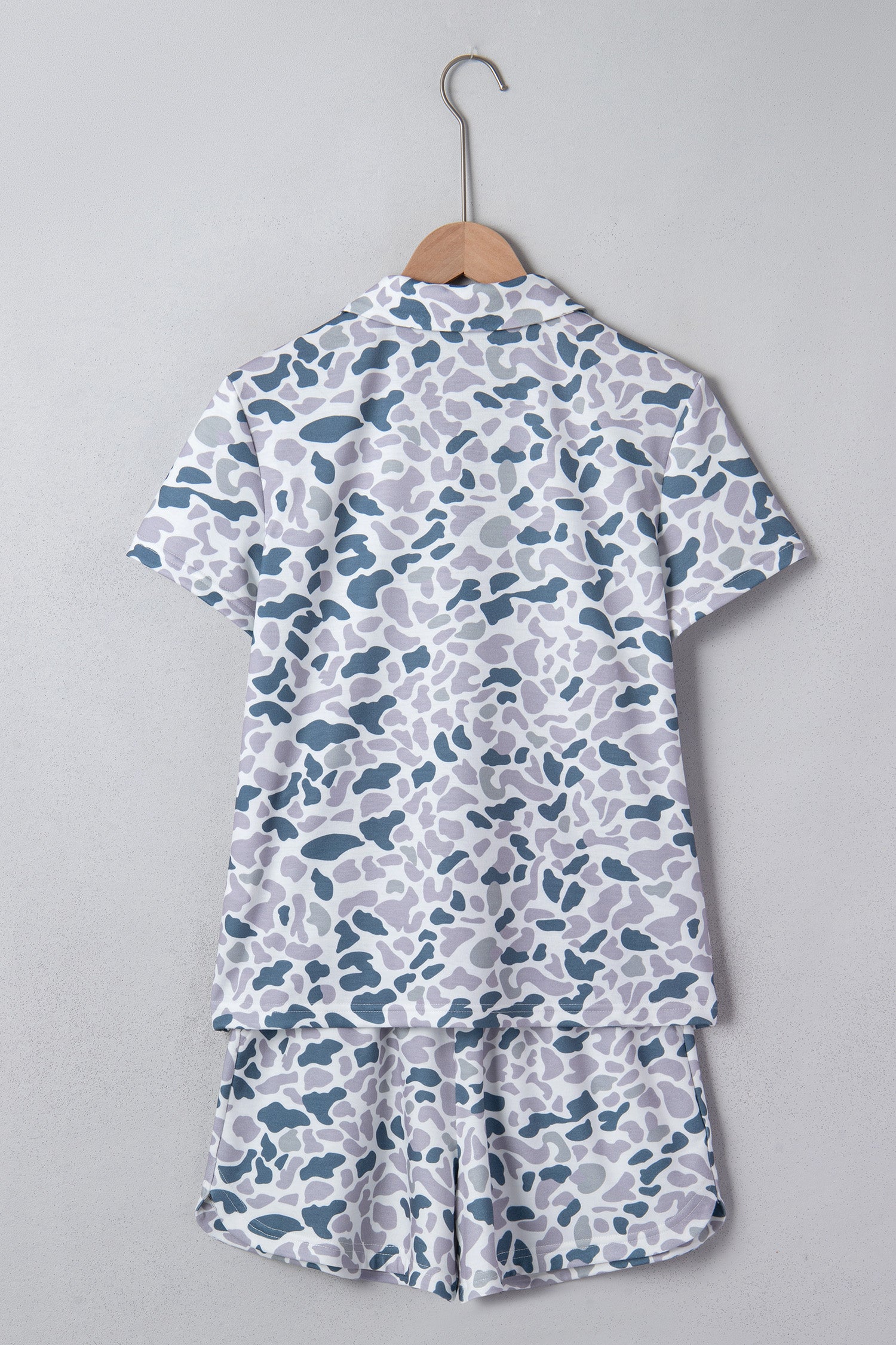 Multicolour Abstract Patterned Polo Collar T Shirt and Shorts Set-Two Piece Sets/Short Sets-[Adult]-[Female]-2022 Online Blue Zone Planet