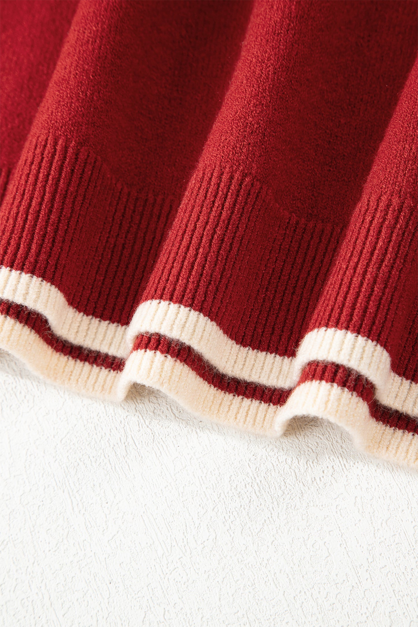 Racing Red Leopard Bow Decor Split Cuff Contrast Trim Sweater-TOPS / DRESSES-[Adult]-[Female]-2022 Online Blue Zone Planet