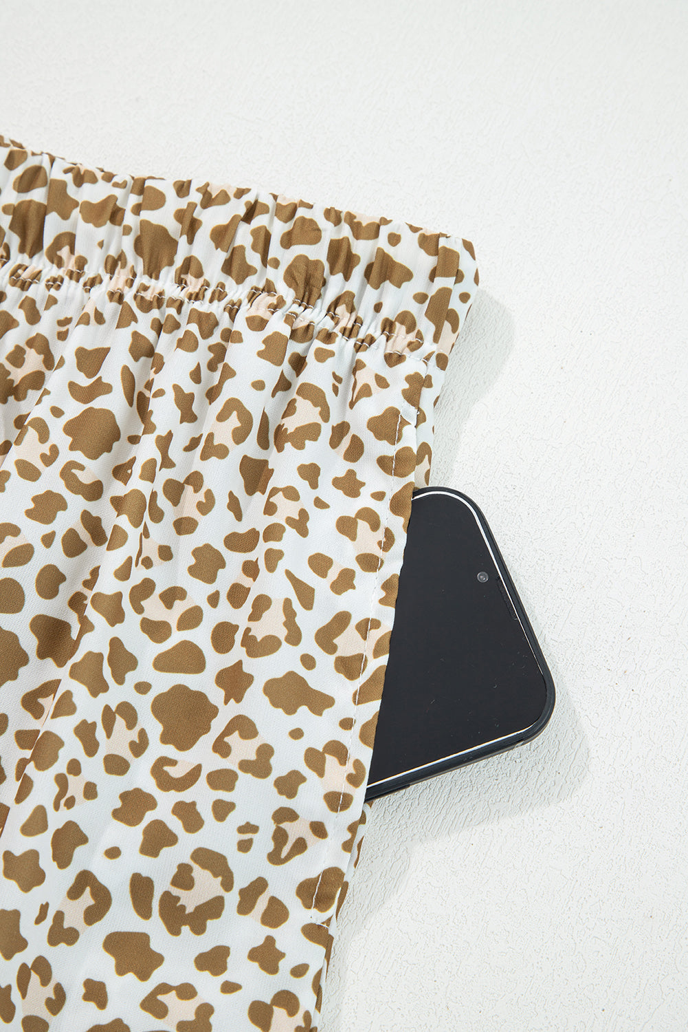 Khaki Leopard Drawstring Elastic Waistband Loose Pants-Bottoms/Pants & Culotte-[Adult]-[Female]-2022 Online Blue Zone Planet