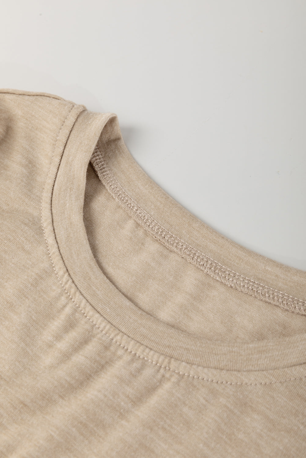 Parchment Solid Color Ruched Puff Sleeve T Shirt-Tops/Tops & Tees-[Adult]-[Female]-2022 Online Blue Zone Planet