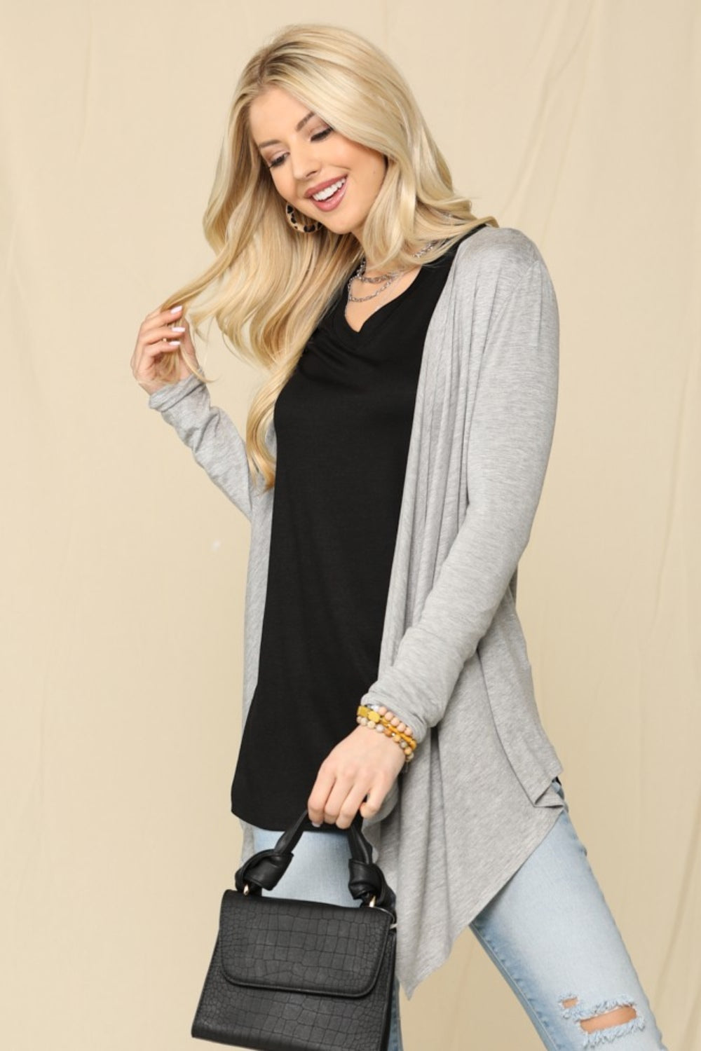 Celeste Full Size Open Front Knit Cardigan-TOPS / DRESSES-[Adult]-[Female]-2022 Online Blue Zone Planet